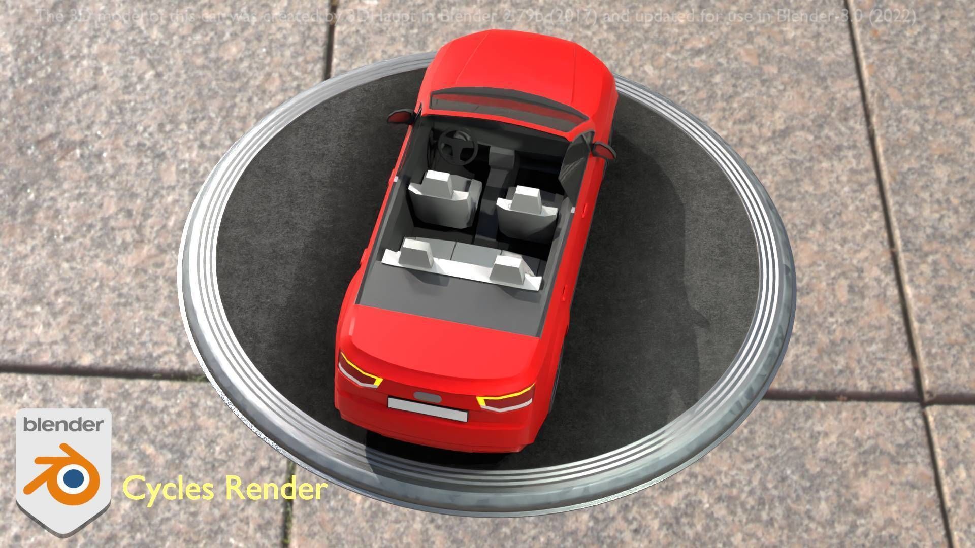 City Car 32 SUV Cabrio Open Type-B Red Low-poly 3D model_71