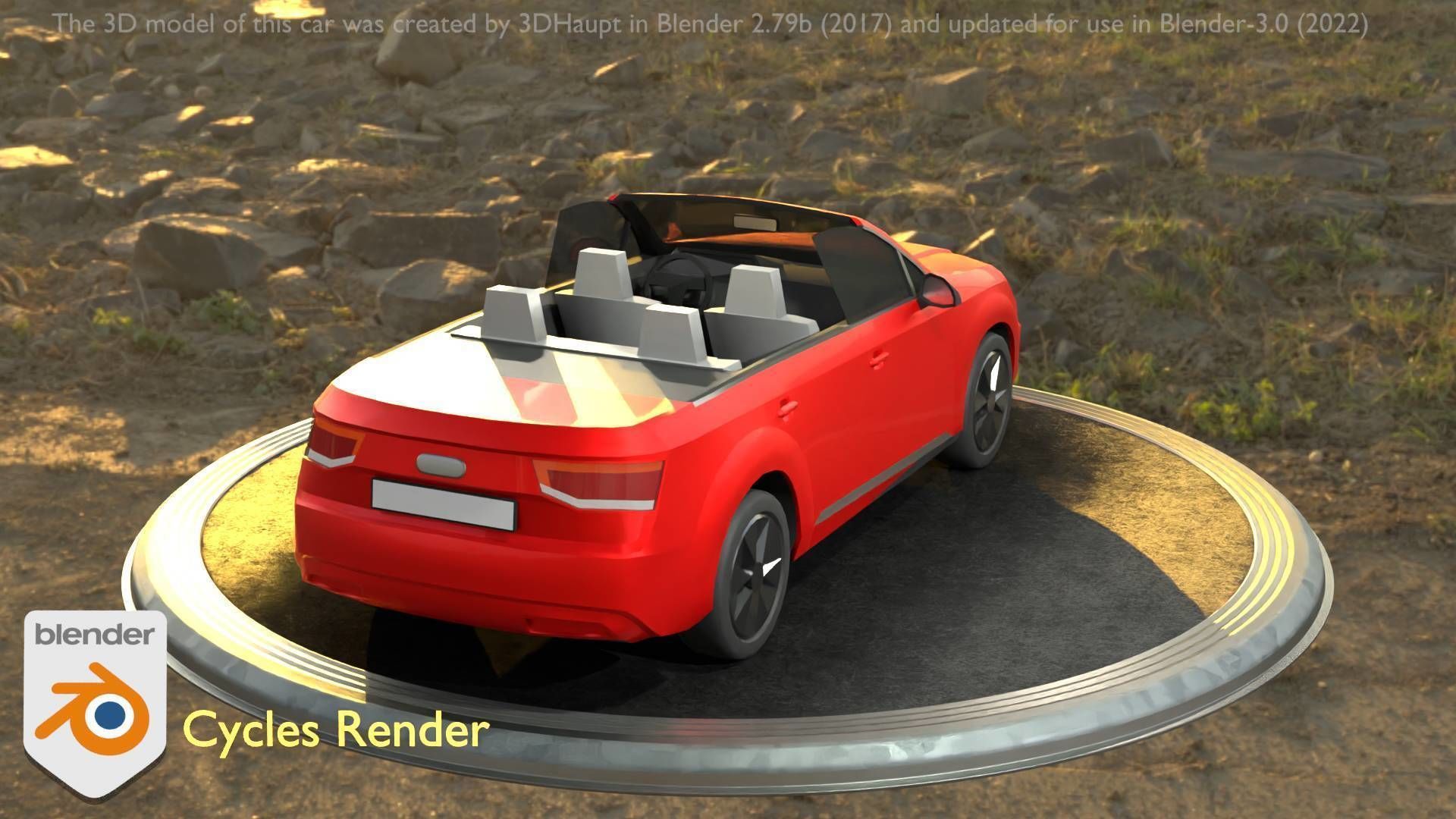 City Car 32 SUV Cabrio Open Type-B Red Low-poly 3D model_43