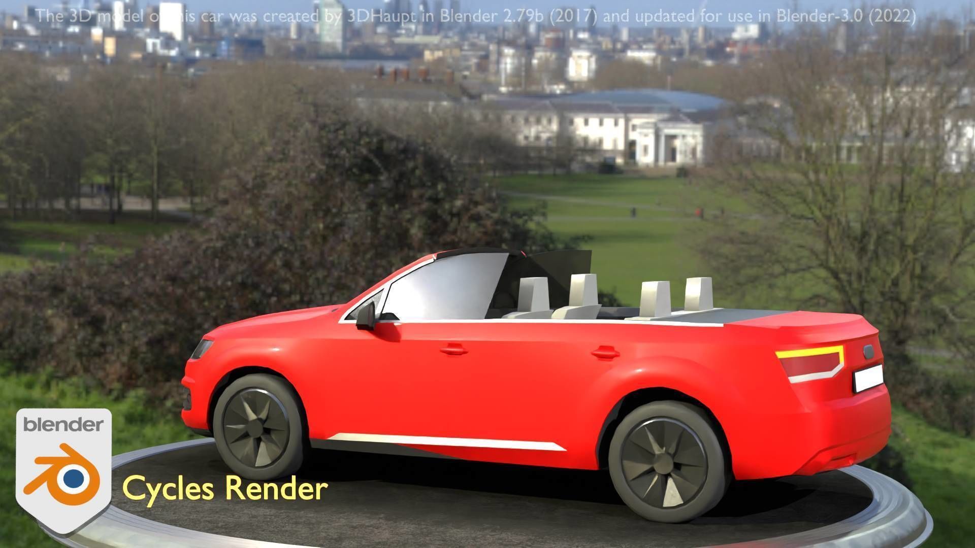 City Car 32 SUV Cabrio Open Type-B Red Low-poly 3D model_39