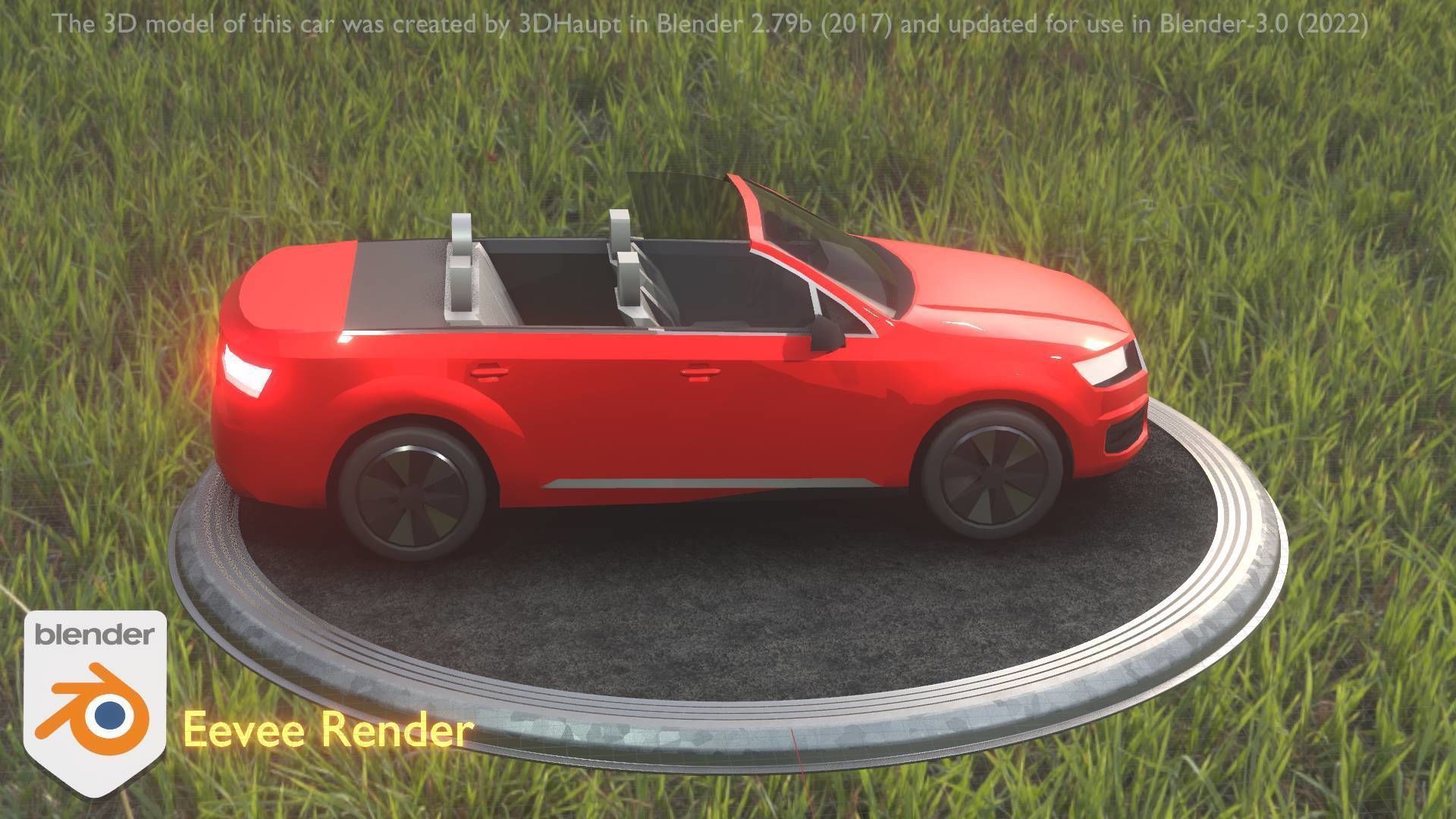 City Car 32 SUV Cabrio Open Type-B Red Low-poly 3D model_60