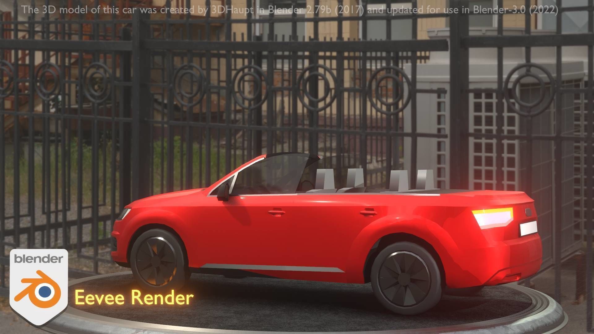 City Car 32 SUV Cabrio Open Type-B Red Low-poly 3D model_82
