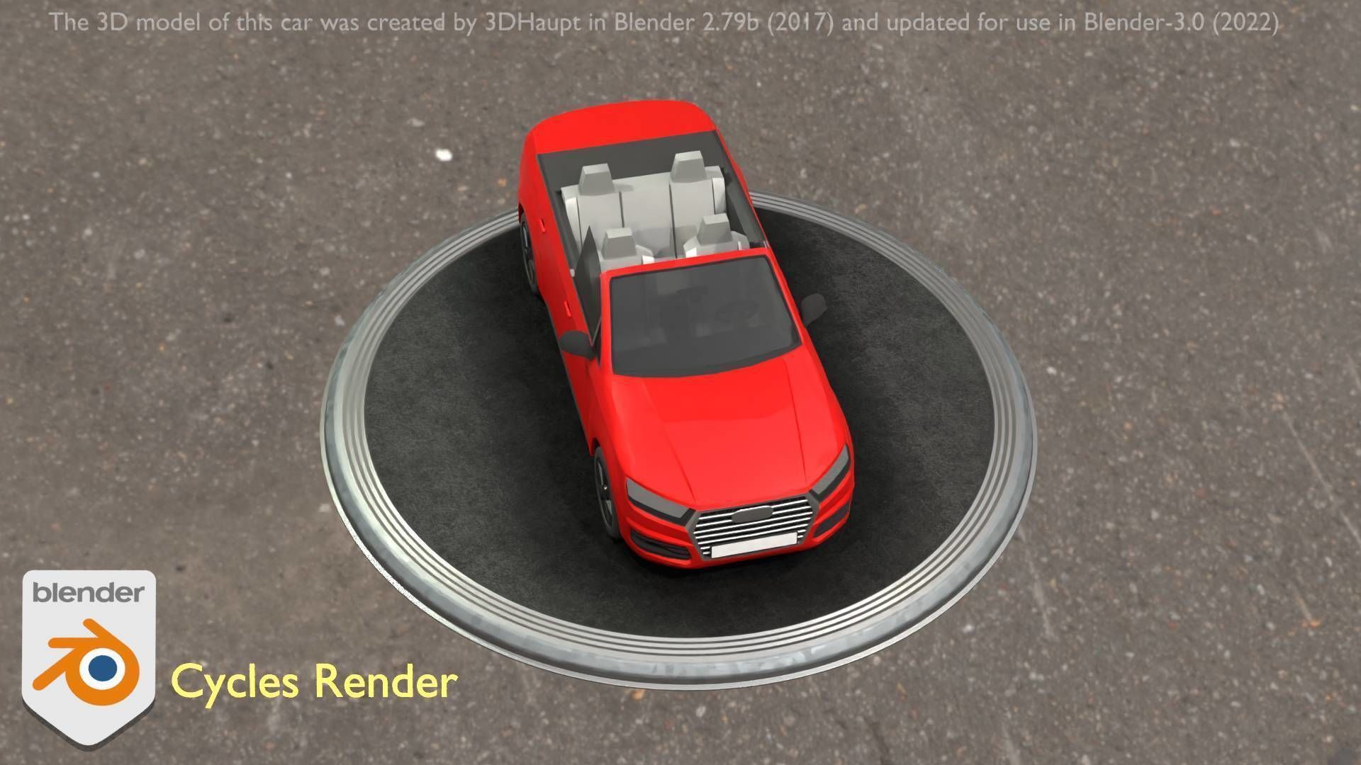 City Car 32 SUV Cabrio Open Type-B Red Low-poly 3D model_33