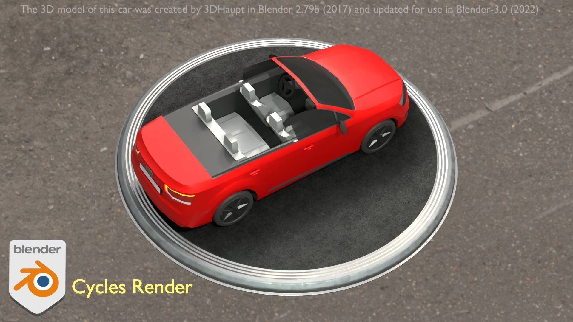 City Car 32 SUV Cabrio Open Type-B Red Low-poly 3D model_72