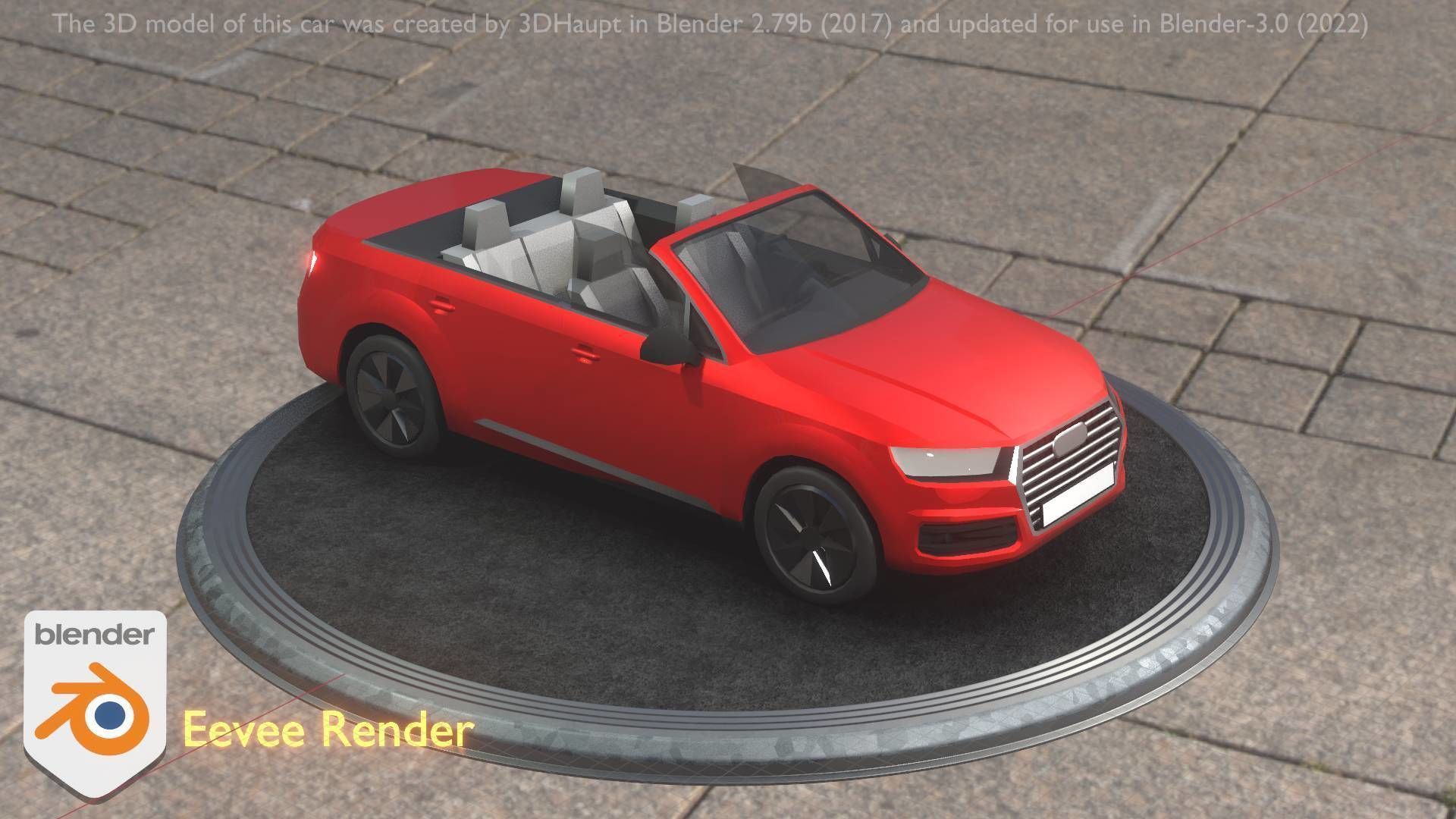 City Car 32 SUV Cabrio Open Type-B Red Low-poly 3D model_62