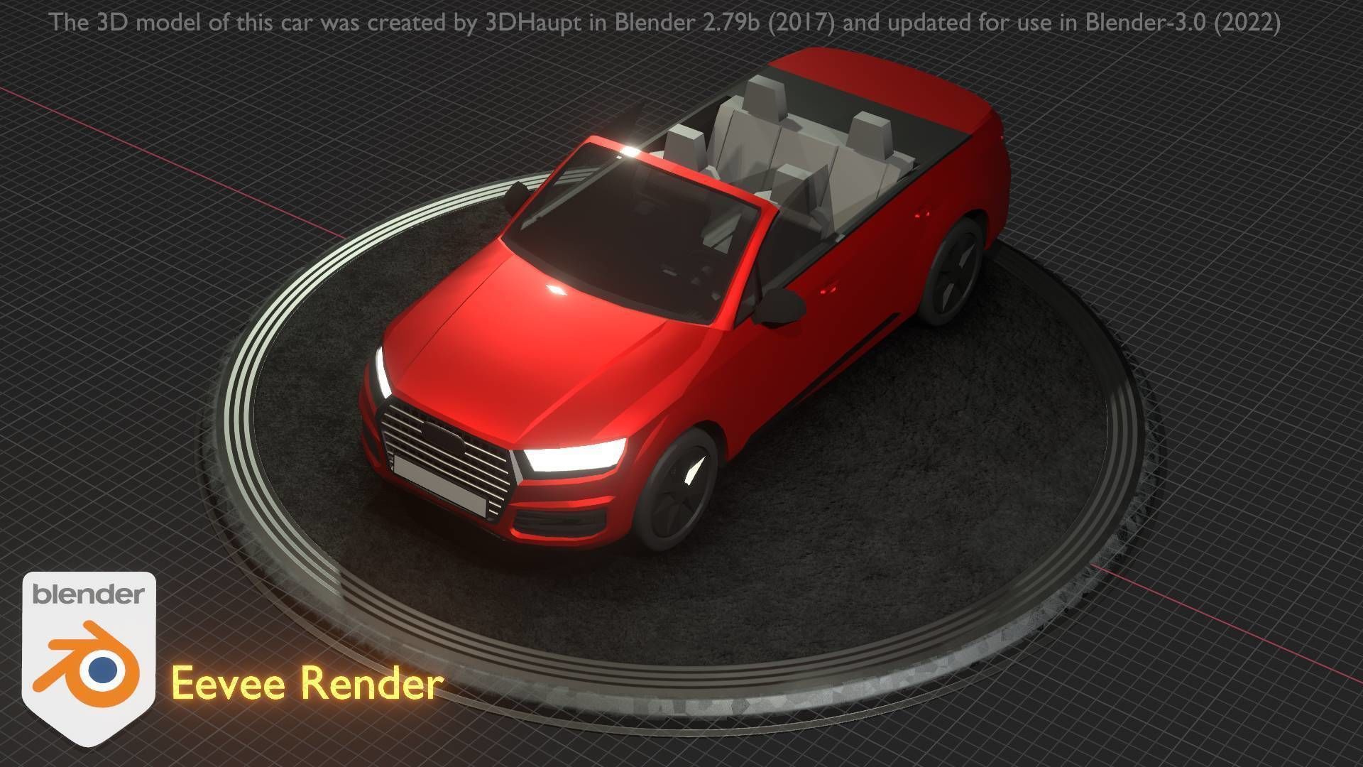 City Car 32 SUV Cabrio Open Type-B Red Low-poly 3D model_66