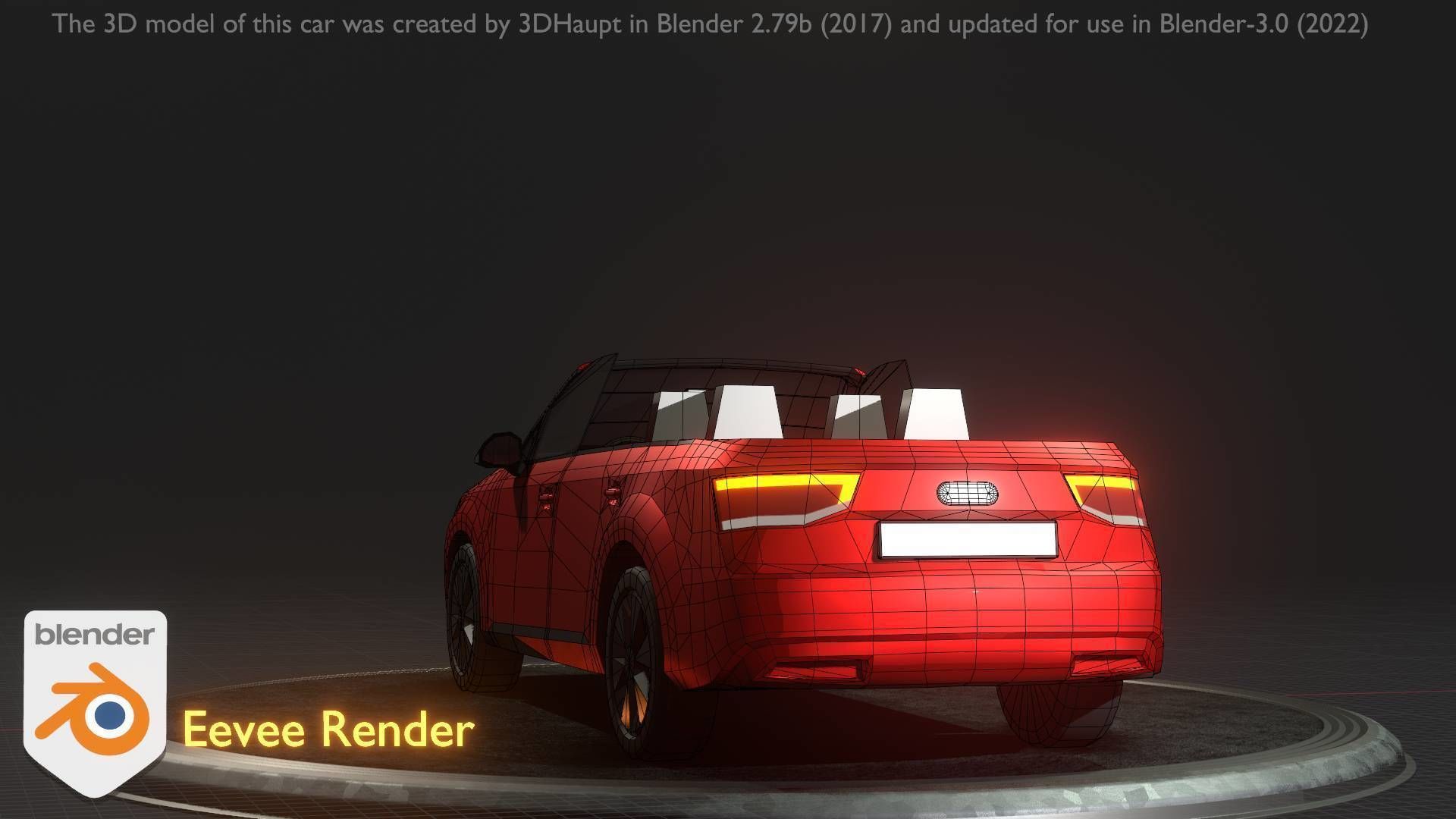 City Car 32 SUV Cabrio Open Type-B Red Low-poly 3D model_83