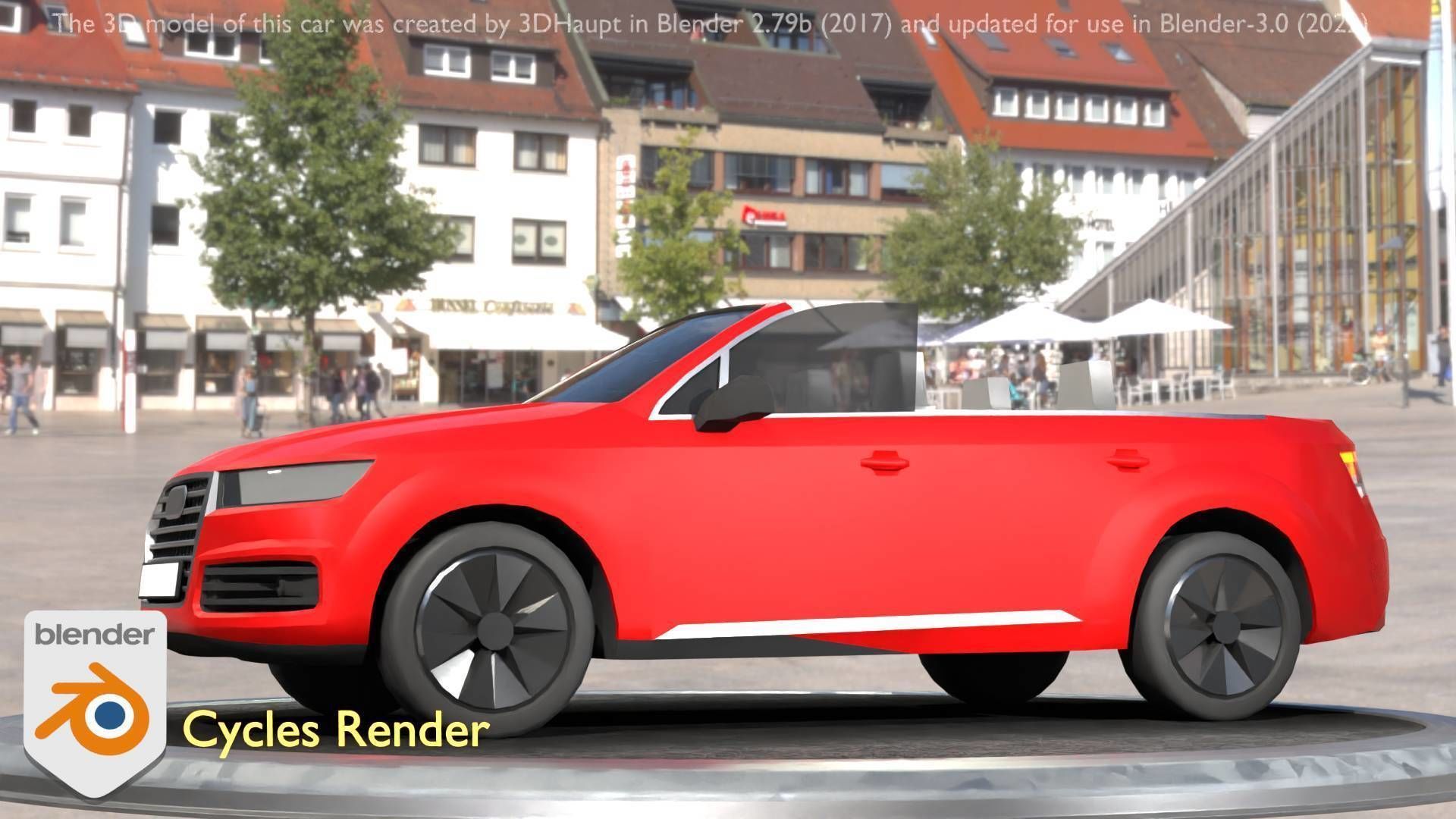 City Car 32 SUV Cabrio Open Type-B Red Low-poly 3D model_4