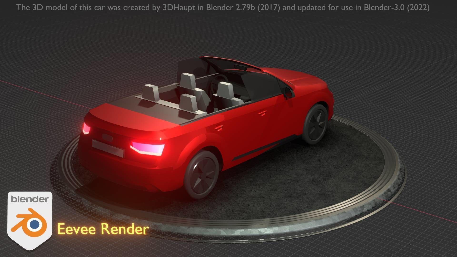City Car 32 SUV Cabrio Open Type-B Red Low-poly 3D model_58