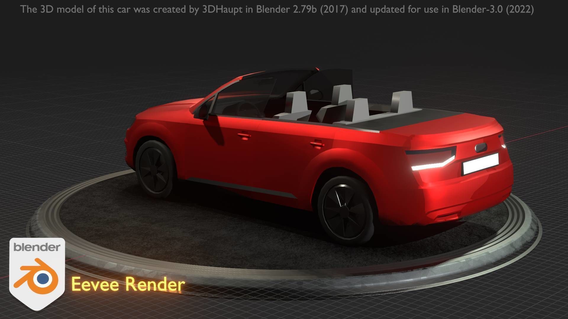 City Car 32 SUV Cabrio Open Type-B Red Low-poly 3D model_54