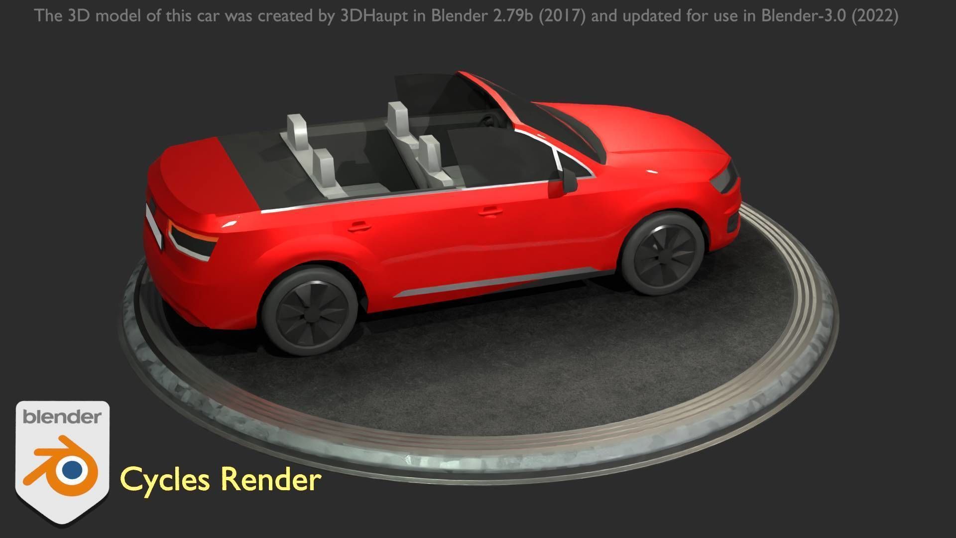 City Car 32 SUV Cabrio Open Type-B Red Low-poly 3D model_45