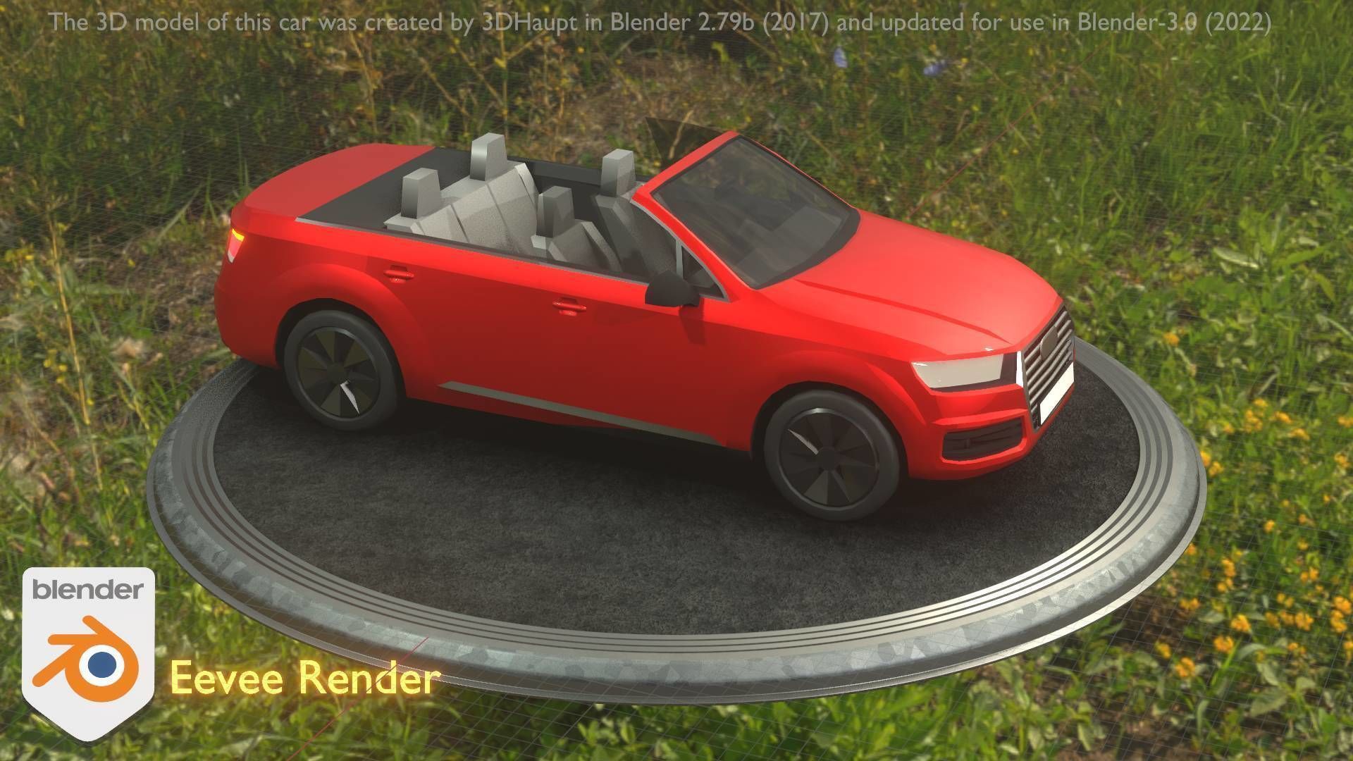 City Car 32 SUV Cabrio Open Type-B Red Low-poly 3D model_90