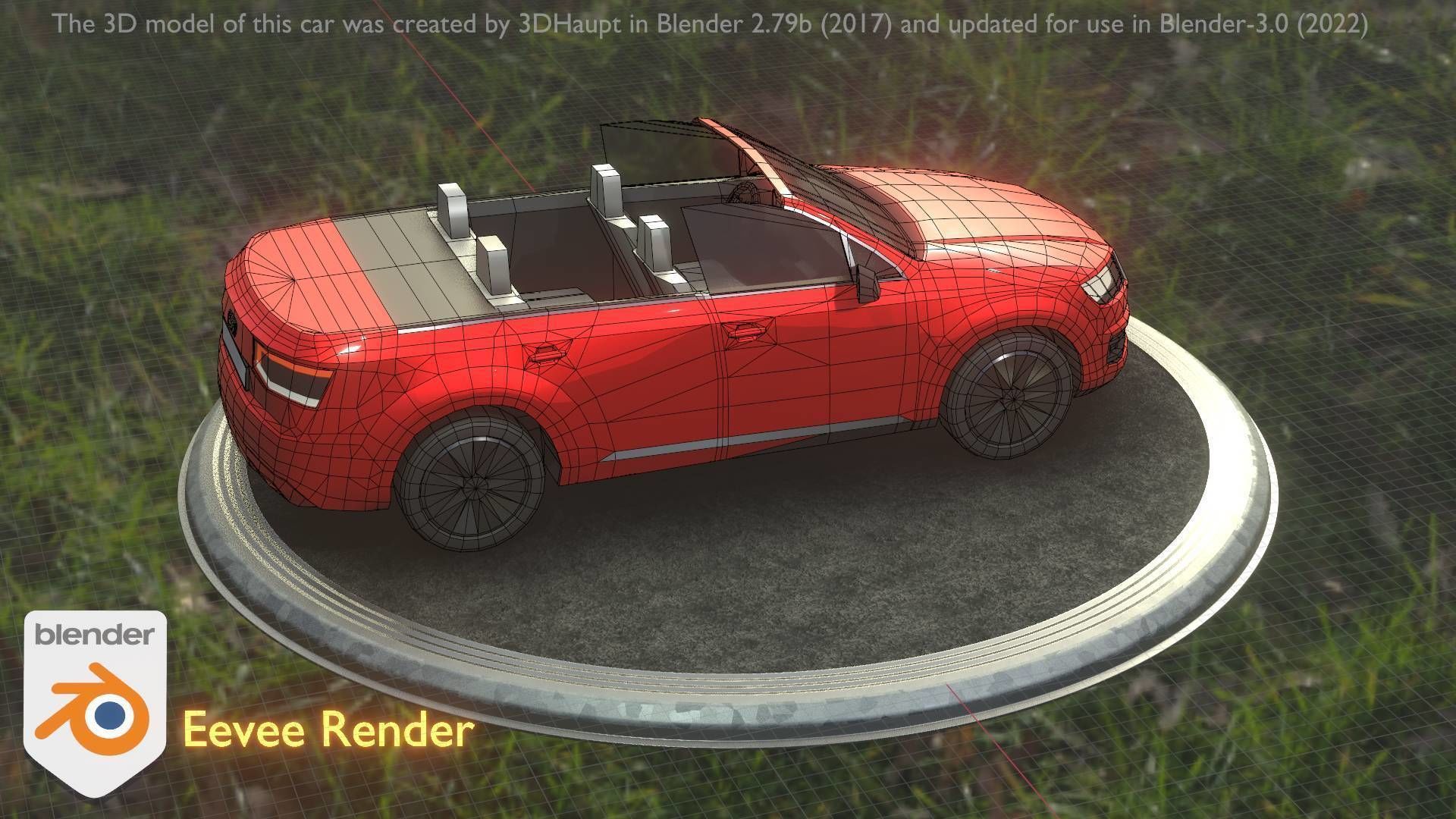 City Car 32 SUV Cabrio Open Type-B Red Low-poly 3D model_86