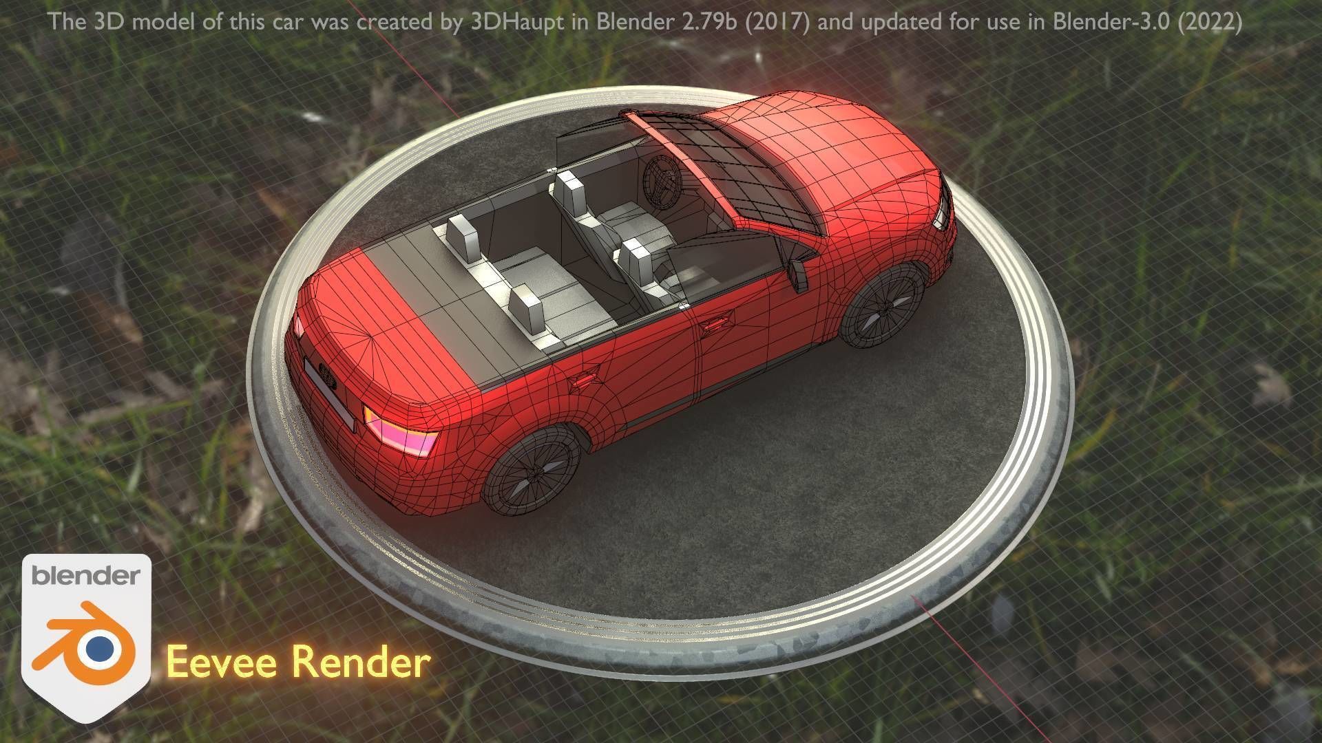 City Car 32 SUV Cabrio Open Type-B Red Low-poly 3D model_6