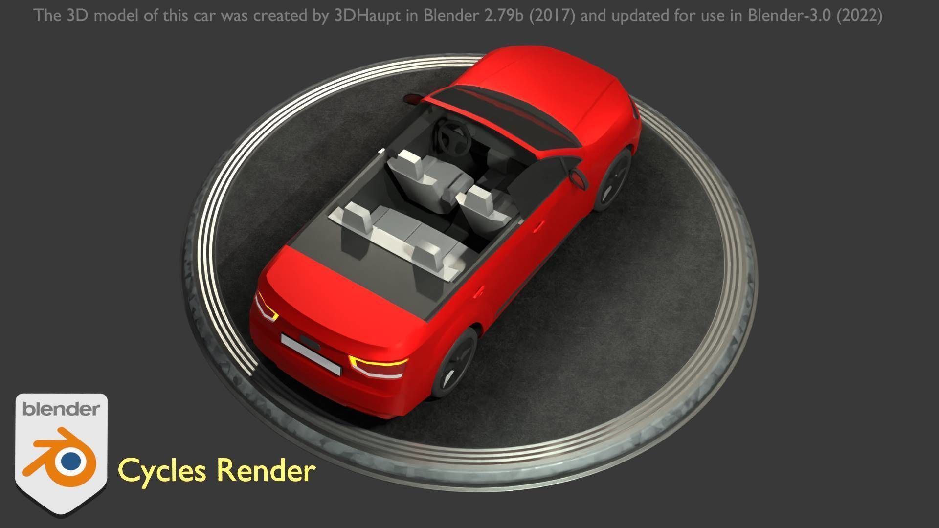 City Car 32 SUV Cabrio Open Type-B Red Low-poly 3D model_28