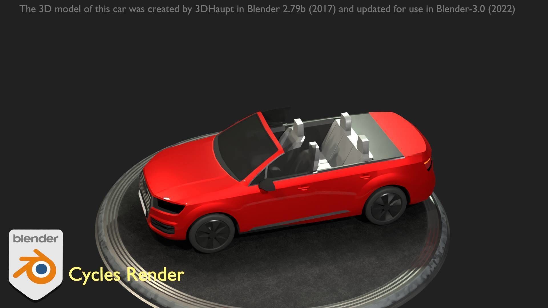City Car 32 SUV Cabrio Open Type-B Red Low-poly 3D model_37
