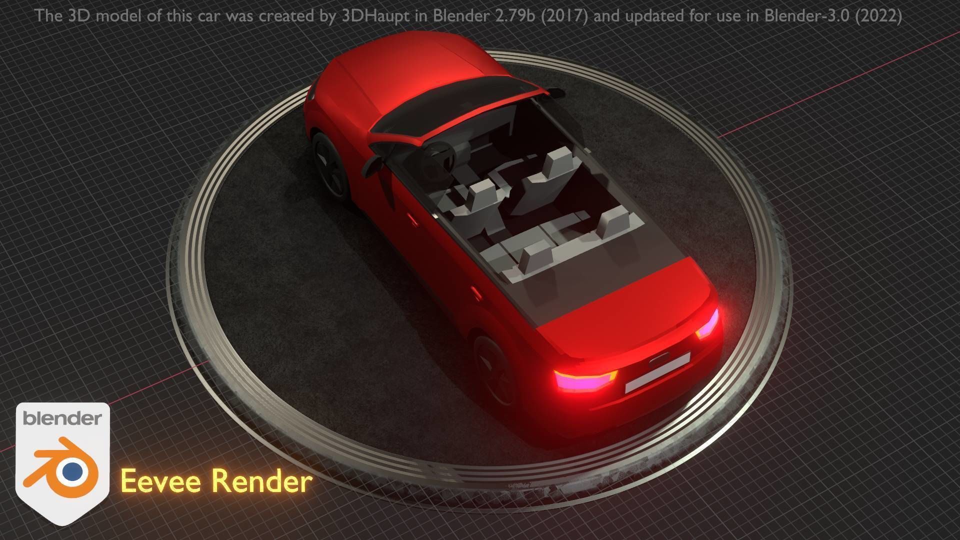 City Car 32 SUV Cabrio Open Type-B Red Low-poly 3D model_16