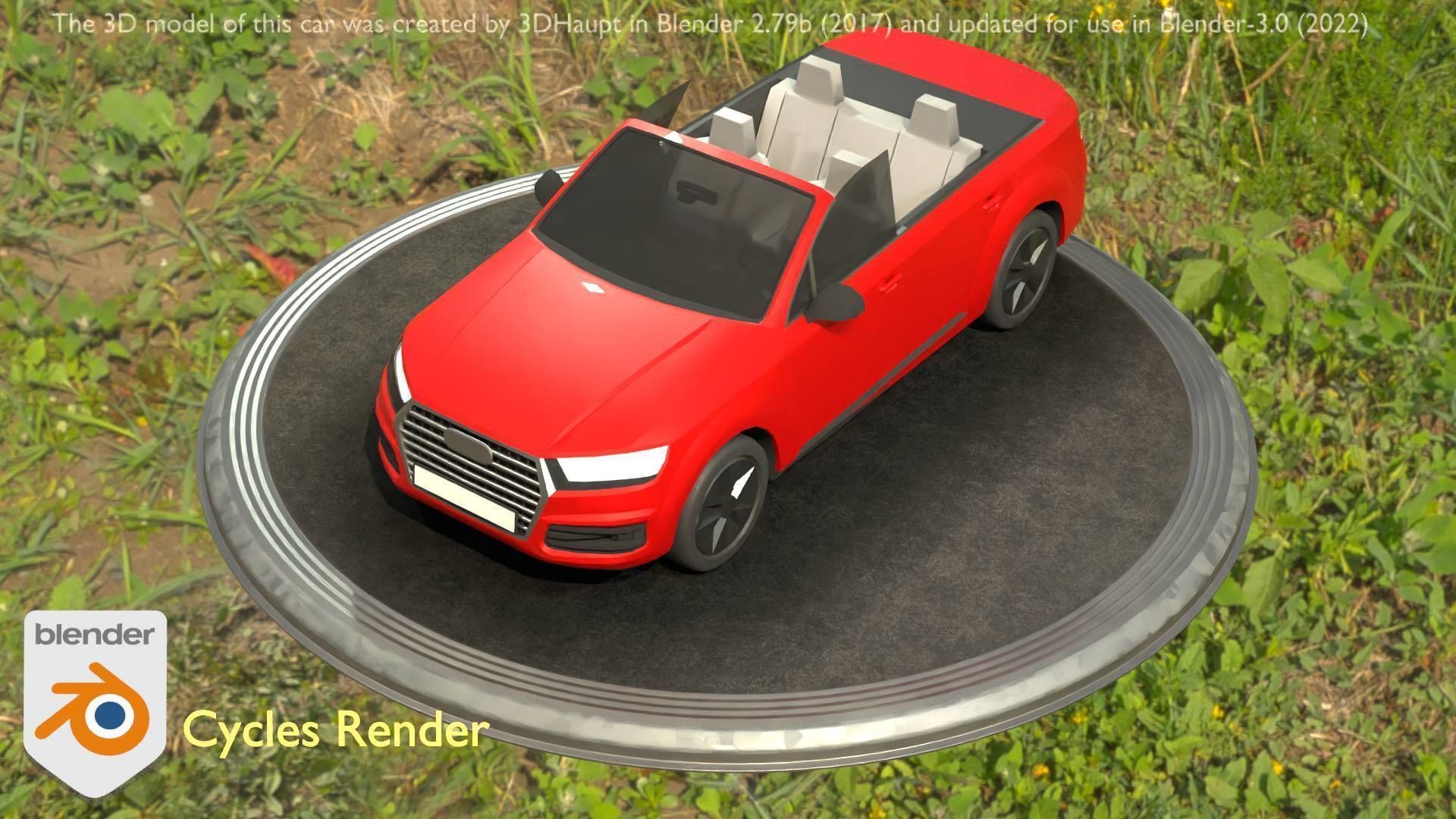 City Car 32 SUV Cabrio Open Type-B Red Low-poly 3D model_22
