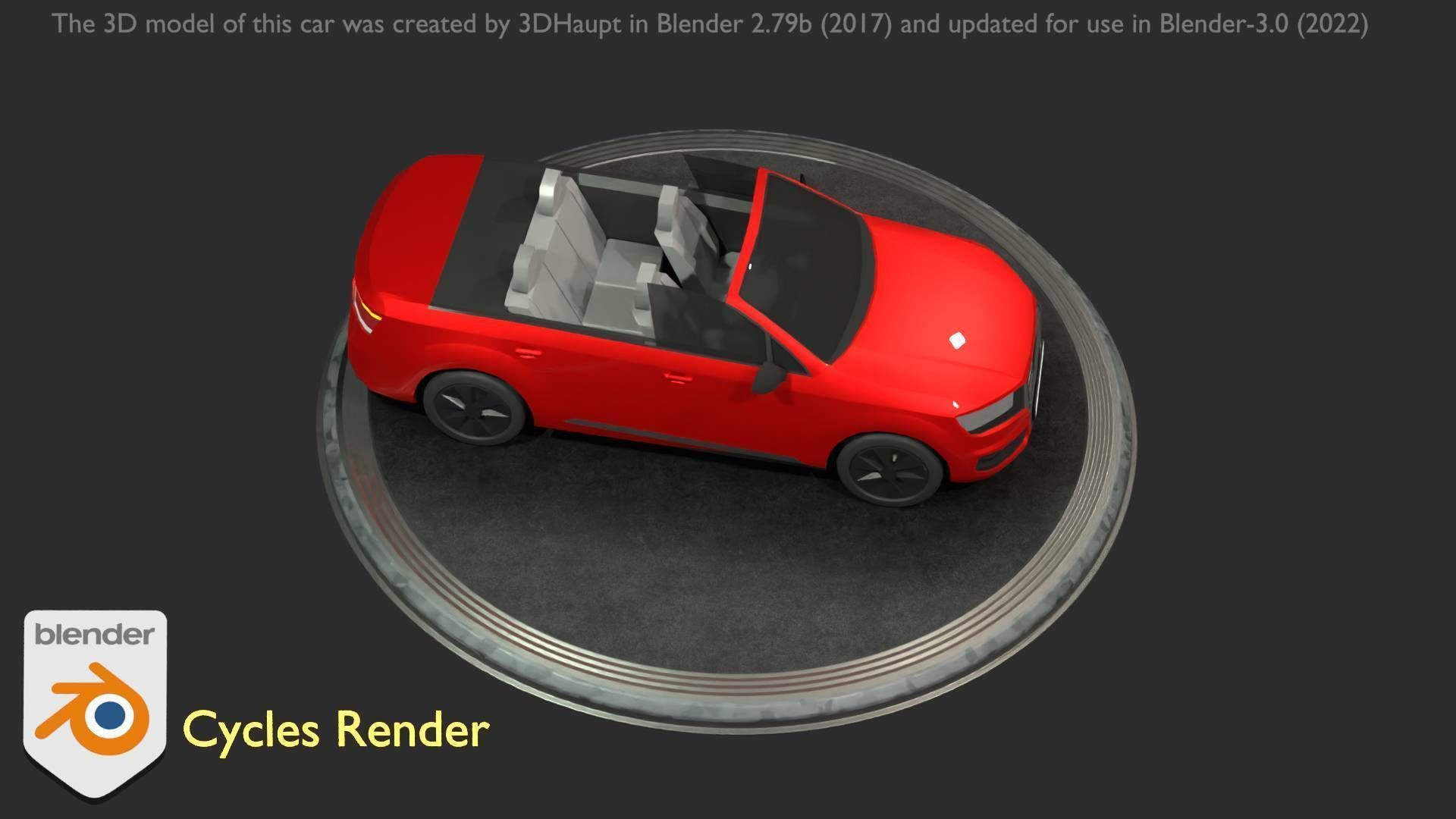 City Car 32 SUV Cabrio Open Type-B Red Low-poly 3D model_74