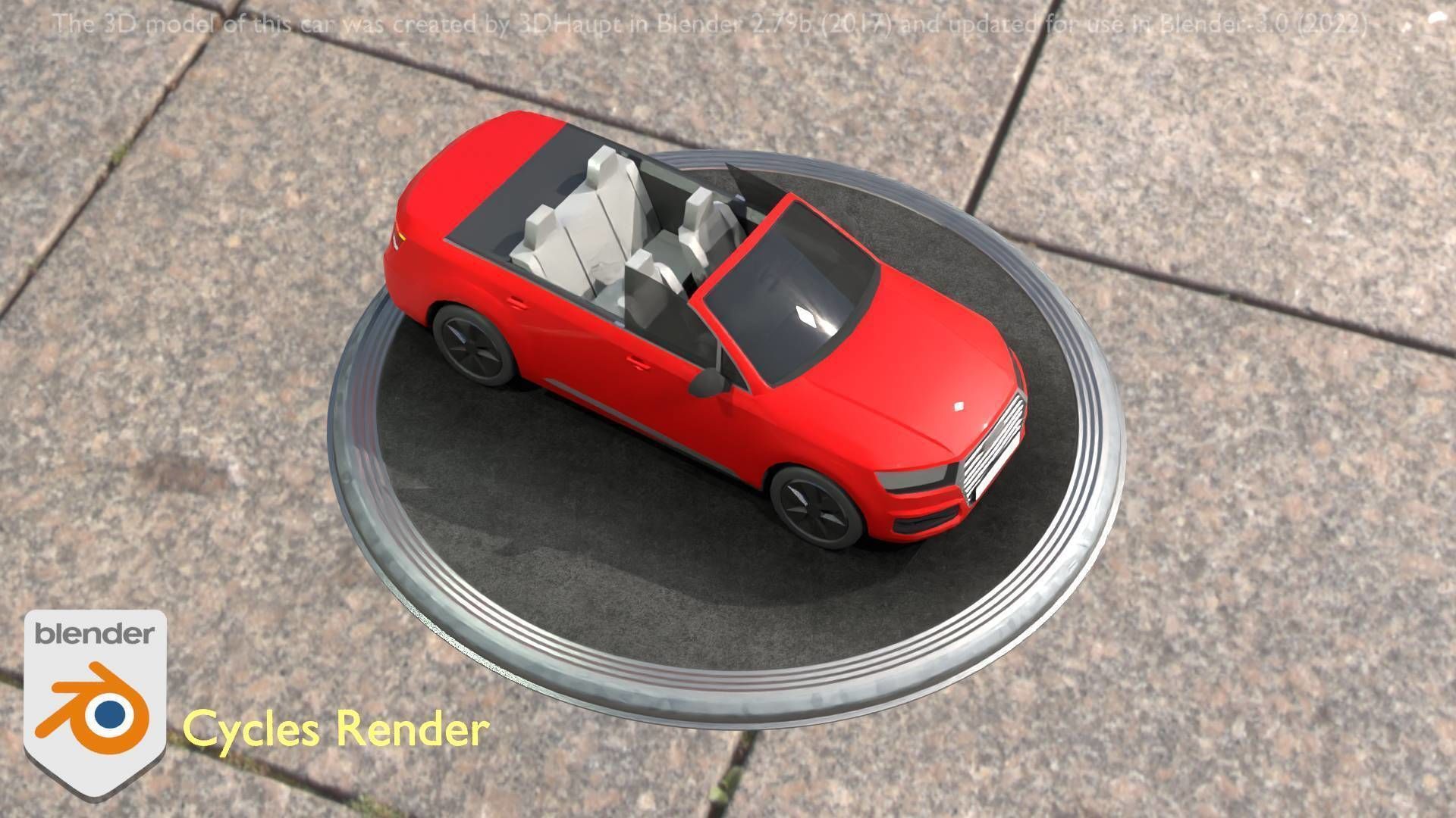 City Car 32 SUV Cabrio Open Type-B Red Low-poly 3D model_31