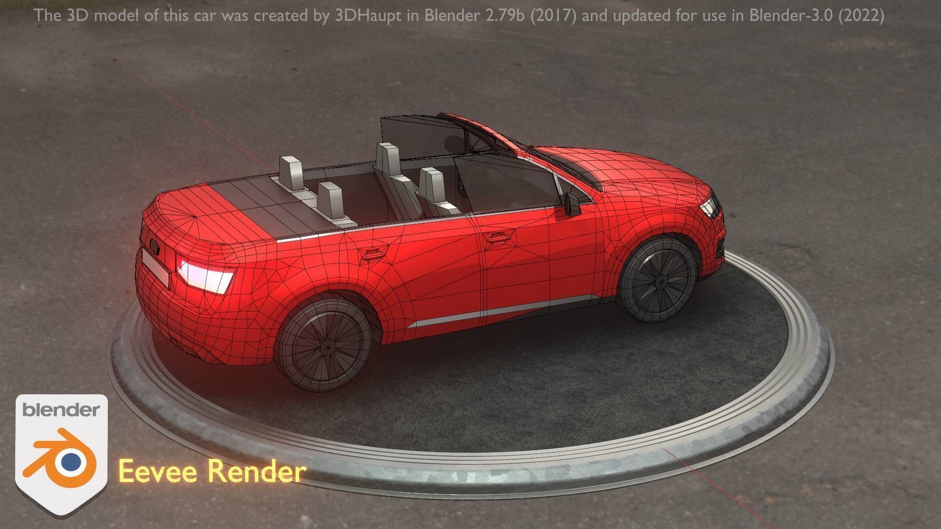 City Car 32 SUV Cabrio Open Type-B Red Low-poly 3D model_99