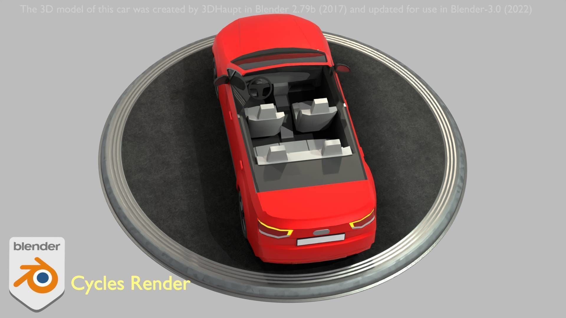 City Car 32 SUV Cabrio Open Type-B Red Low-poly 3D model_26