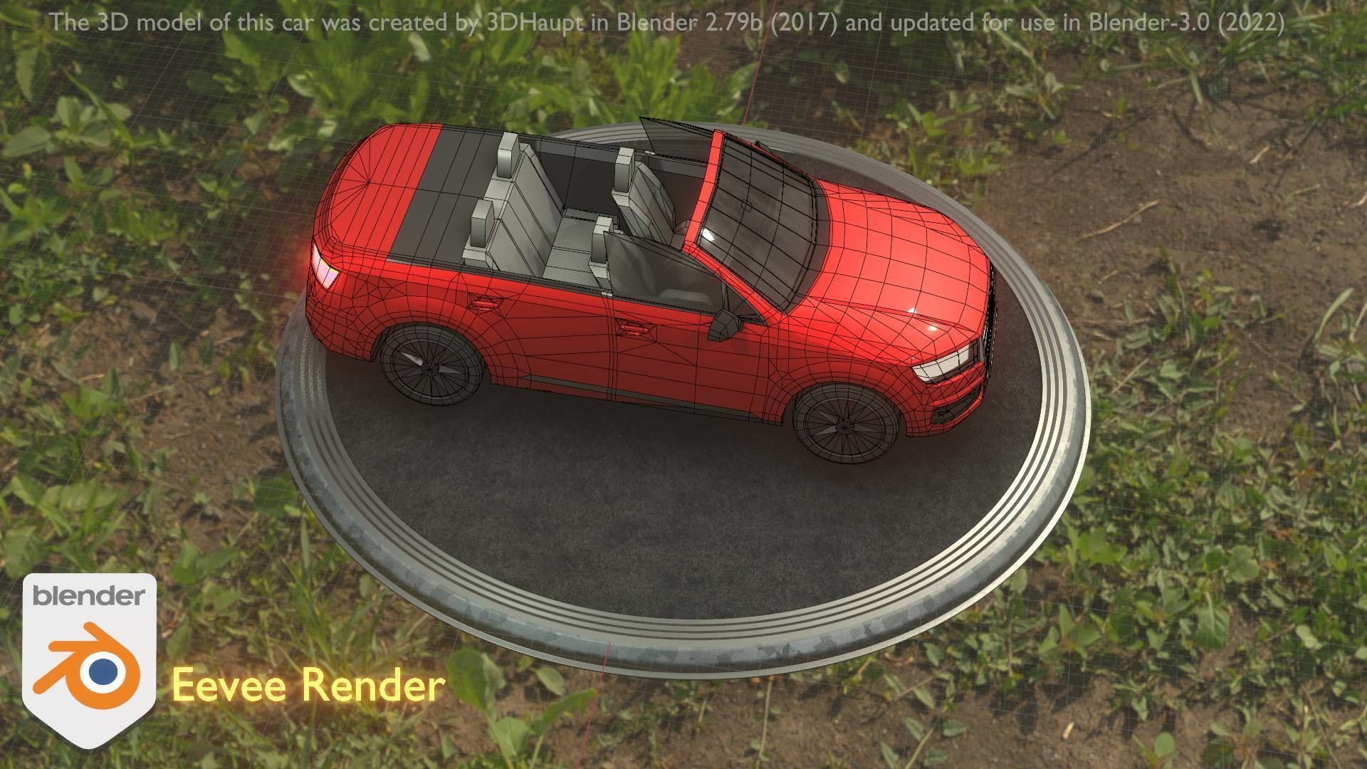 City Car 32 SUV Cabrio Open Type-B Red Low-poly 3D model_30