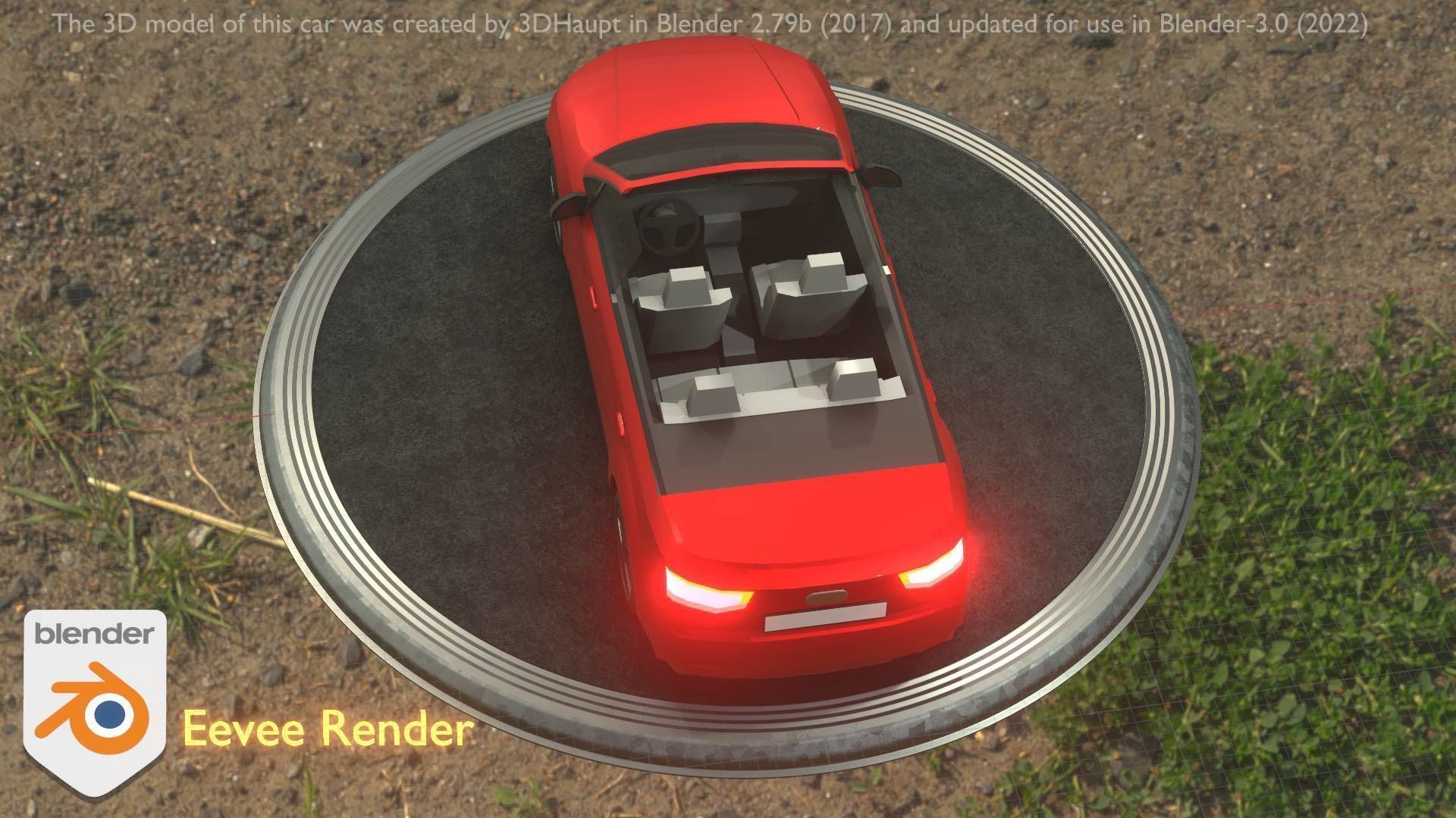 City Car 32 SUV Cabrio Open Type-B Red Low-poly 3D model_8