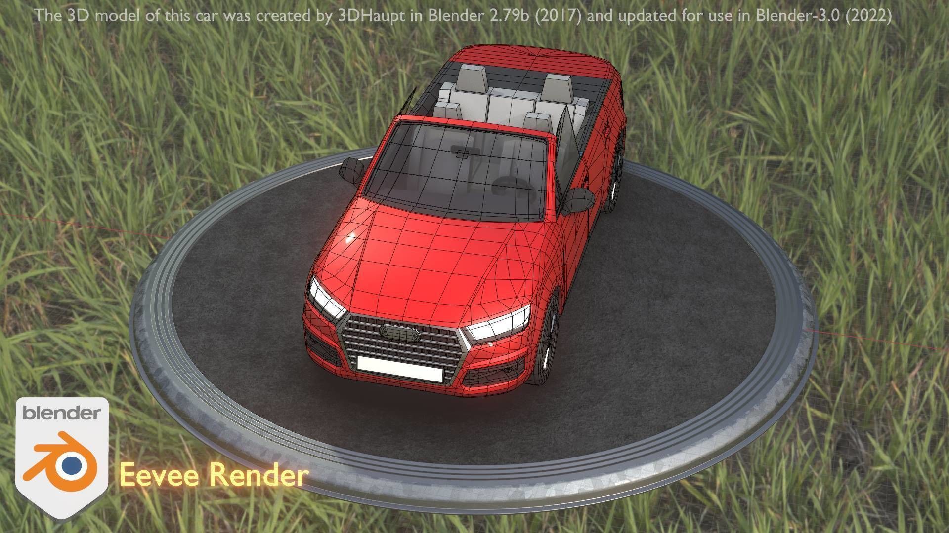 City Car 32 SUV Cabrio Open Type-B Red Low-poly 3D model_21