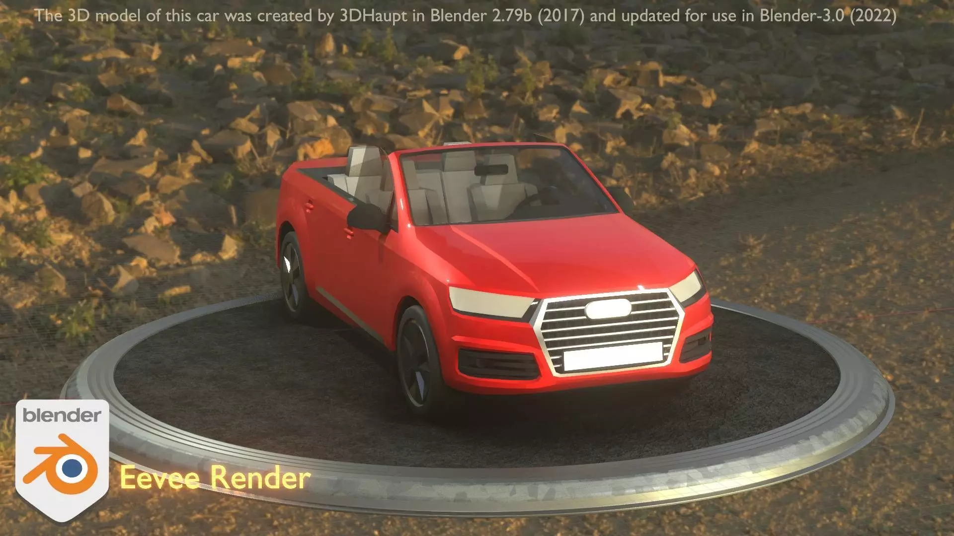 City Car 32 SUV Cabrio Open Type-B Red Low-poly 3D model_0