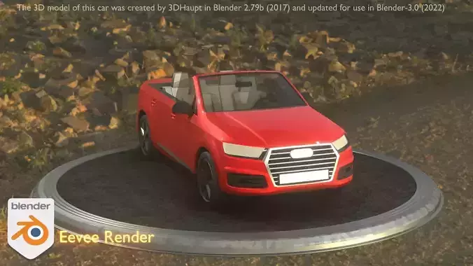 City Car 32 SUV Cabrio Open Type-B Red Low-poly 3D model