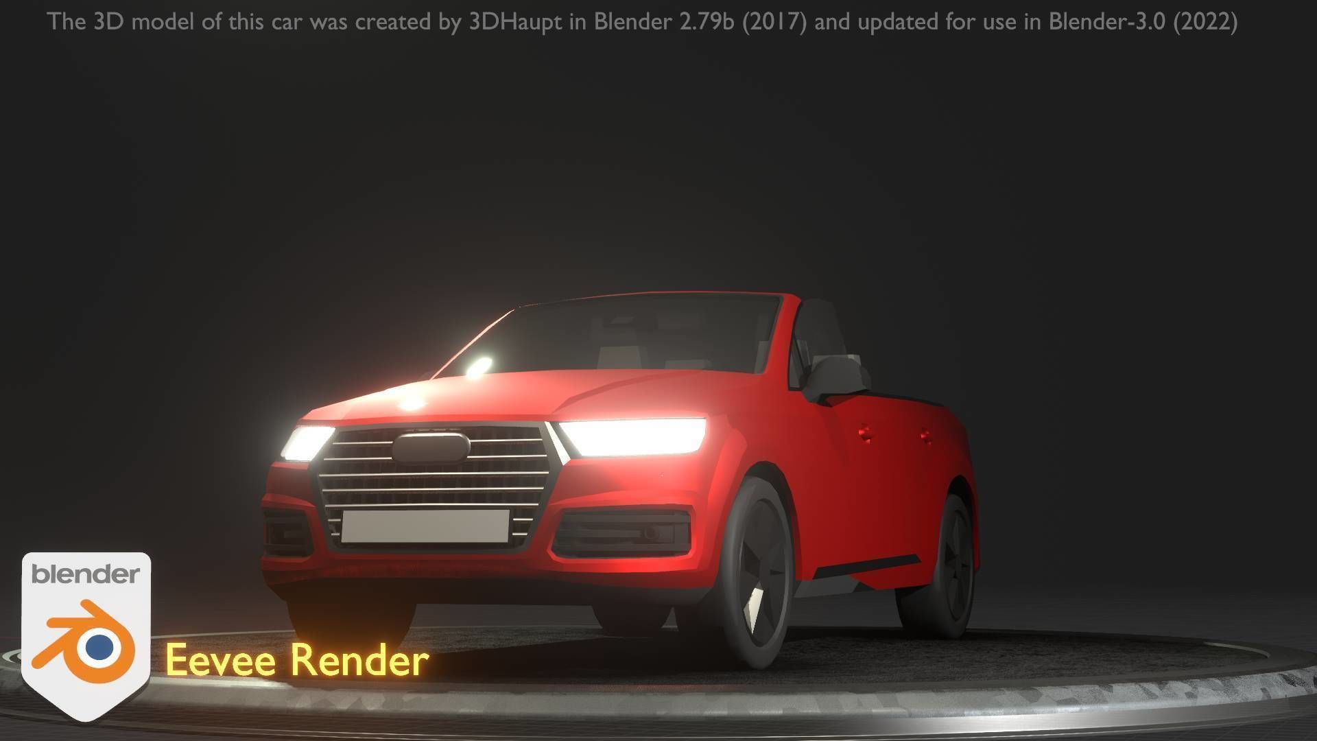 City Car 32 SUV Cabrio Open Type-B Red Low-poly 3D model_5