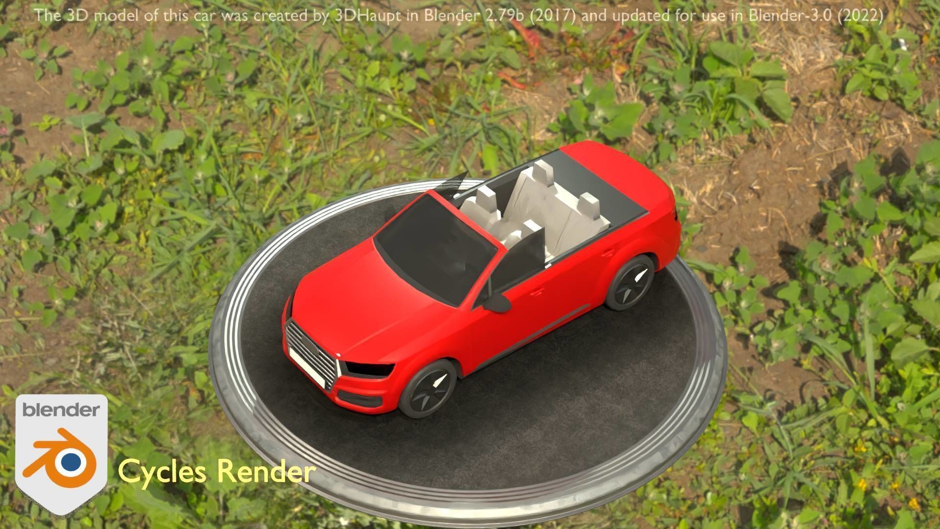 City Car 32 SUV Cabrio Open Type-B Red Low-poly 3D model_80