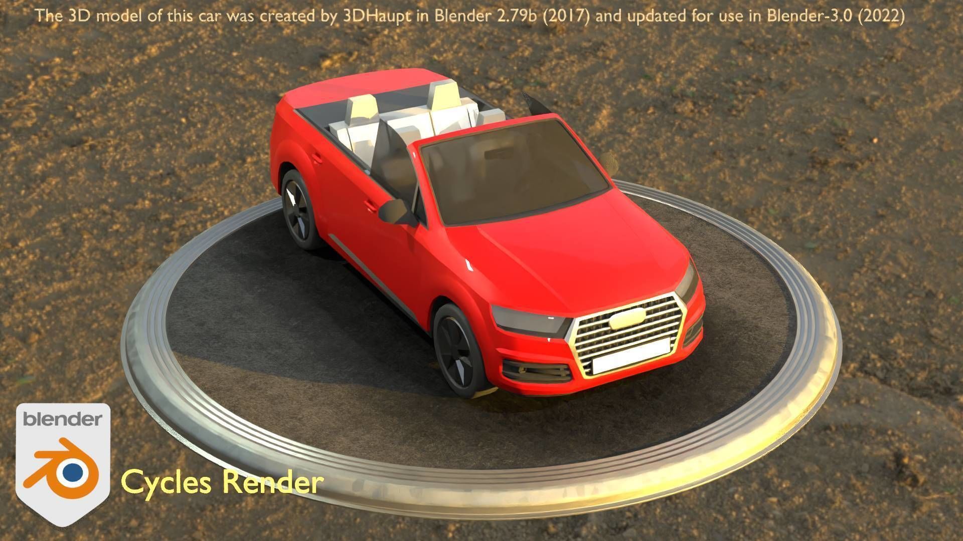 City Car 32 SUV Cabrio Open Type-B Red Low-poly 3D model_63