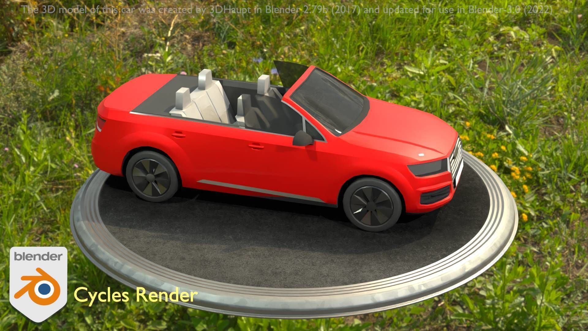 City Car 32 SUV Cabrio Open Type-B Red Low-poly 3D model_61