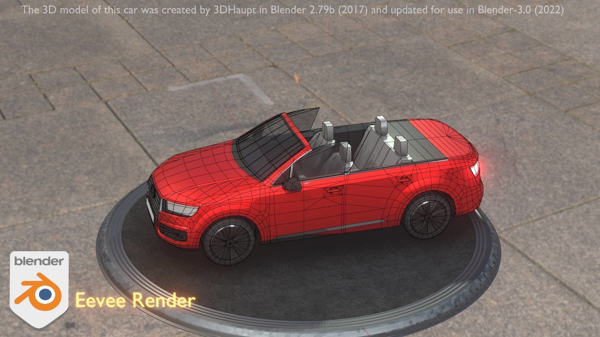 City Car 32 SUV Cabrio Open Type-B Red Low-poly 3D model_81
