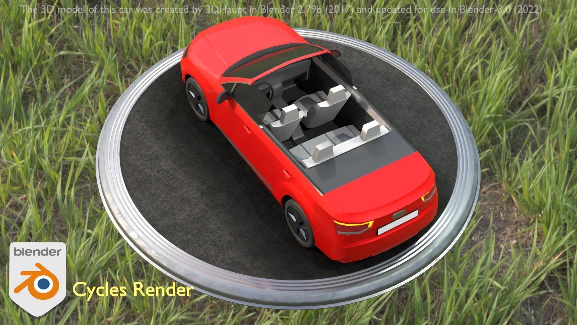 City Car 32 SUV Cabrio Open Type-B Red Low-poly 3D model_70