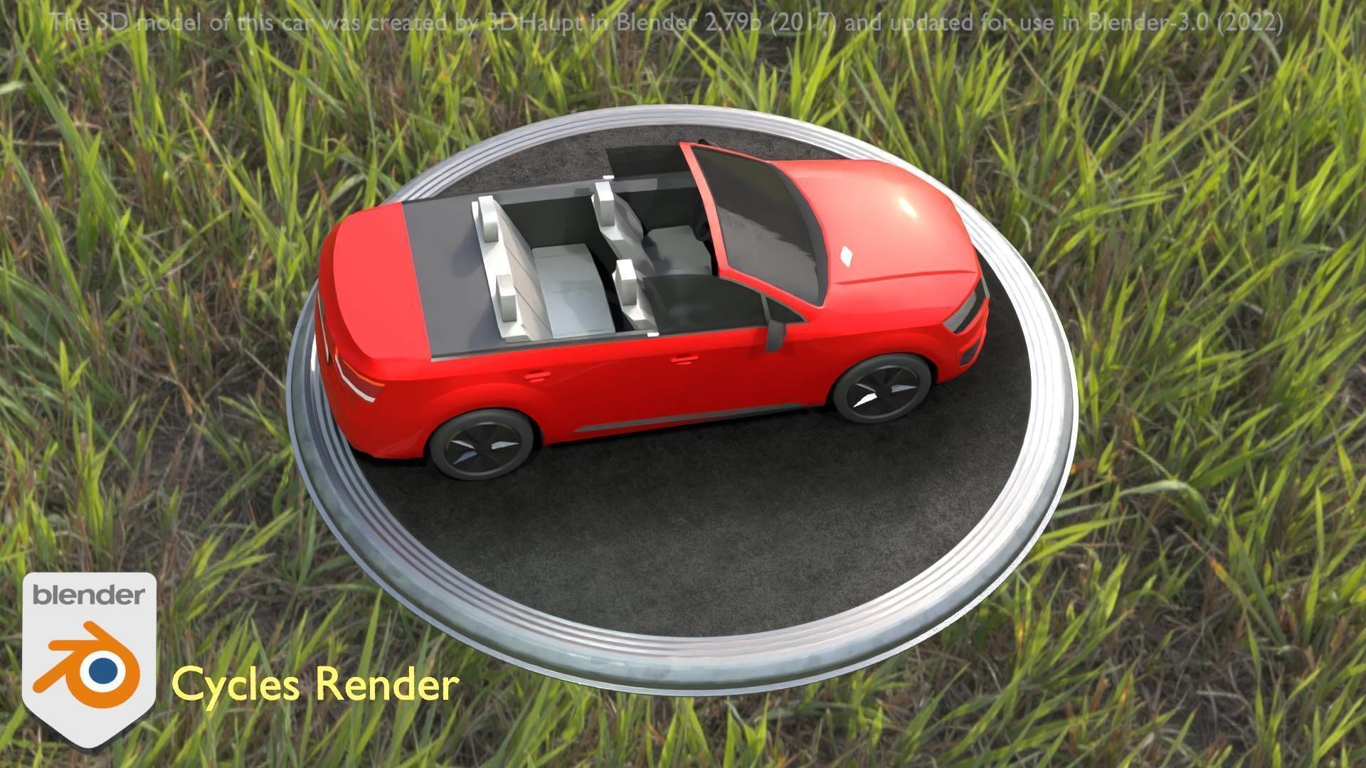 City Car 32 SUV Cabrio Open Type-B Red Low-poly 3D model_29