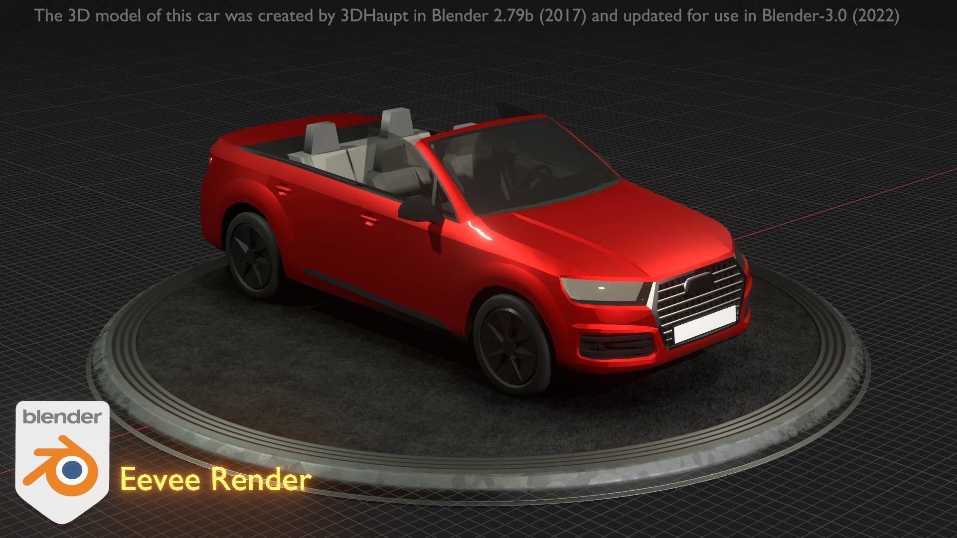 City Car 32 SUV Cabrio Open Type-B Red Low-poly 3D model_48