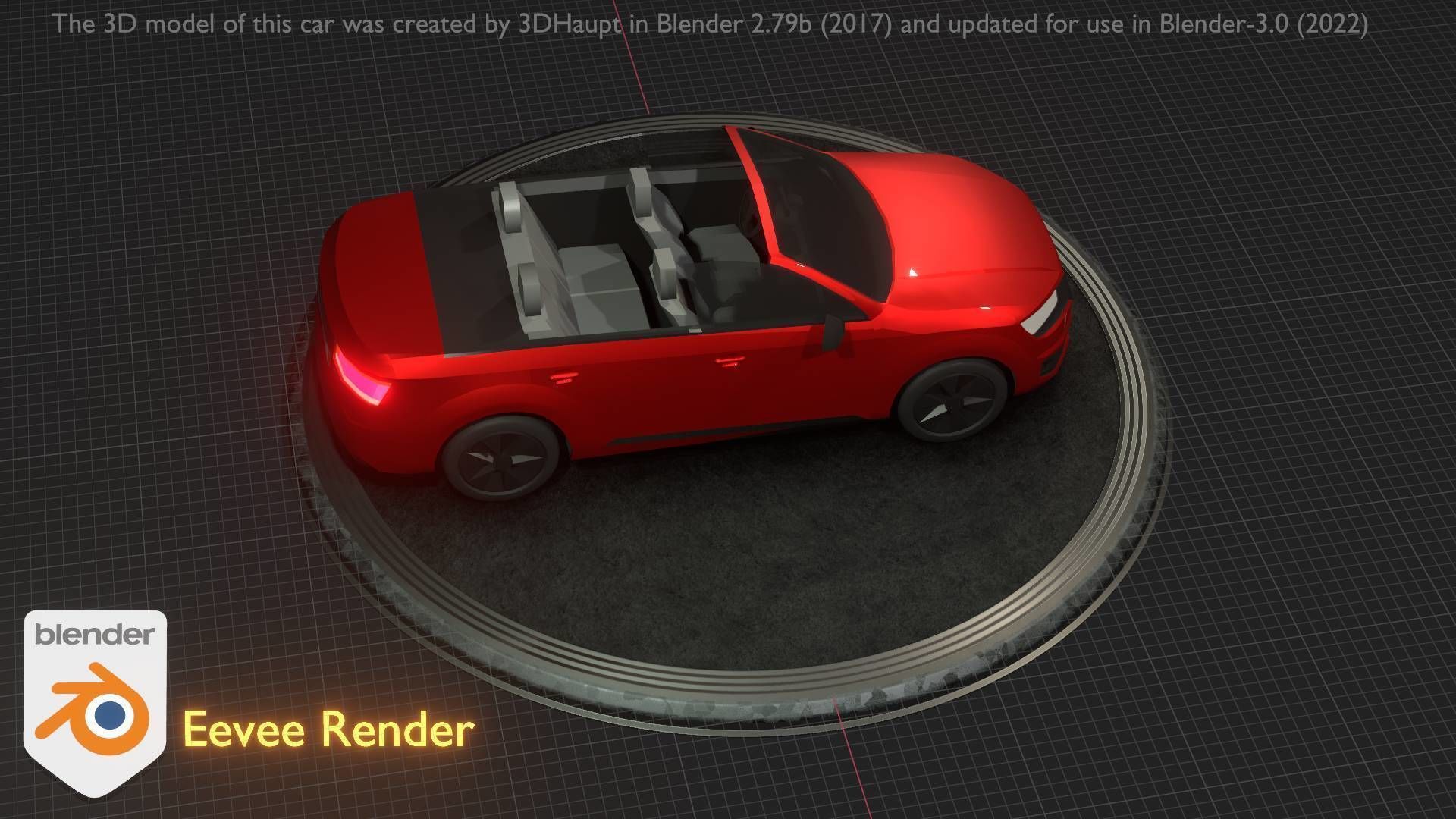 City Car 32 SUV Cabrio Open Type-B Red Low-poly 3D model_73