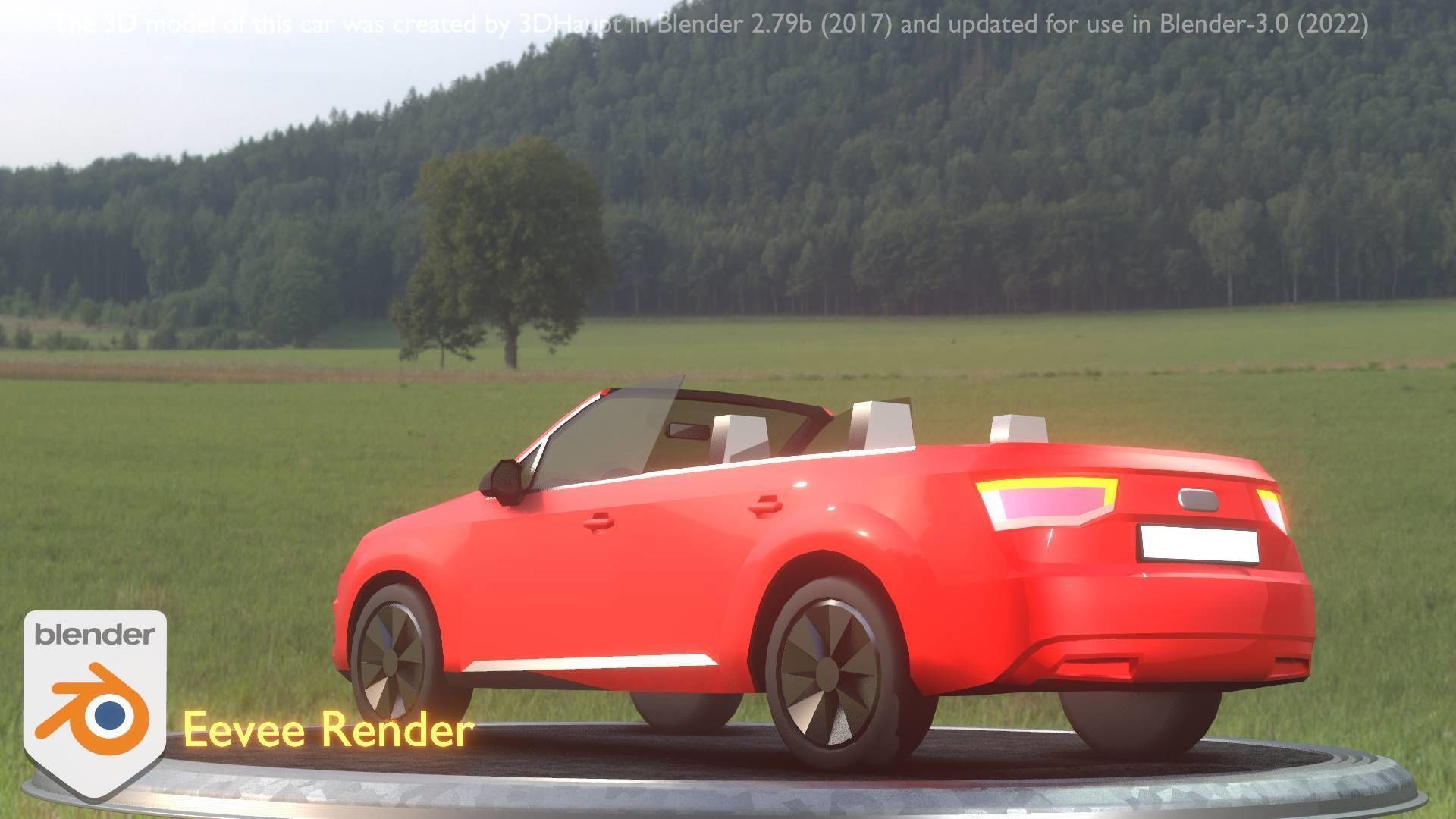 City Car 32 SUV Cabrio Open Type-B Red Low-poly 3D model_40