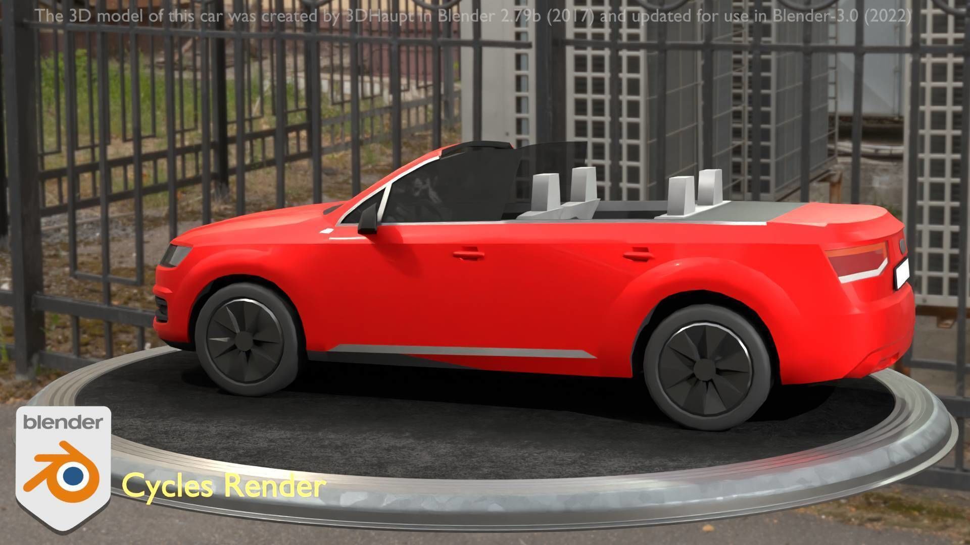 City Car 32 SUV Cabrio Open Type-B Red Low-poly 3D model_53