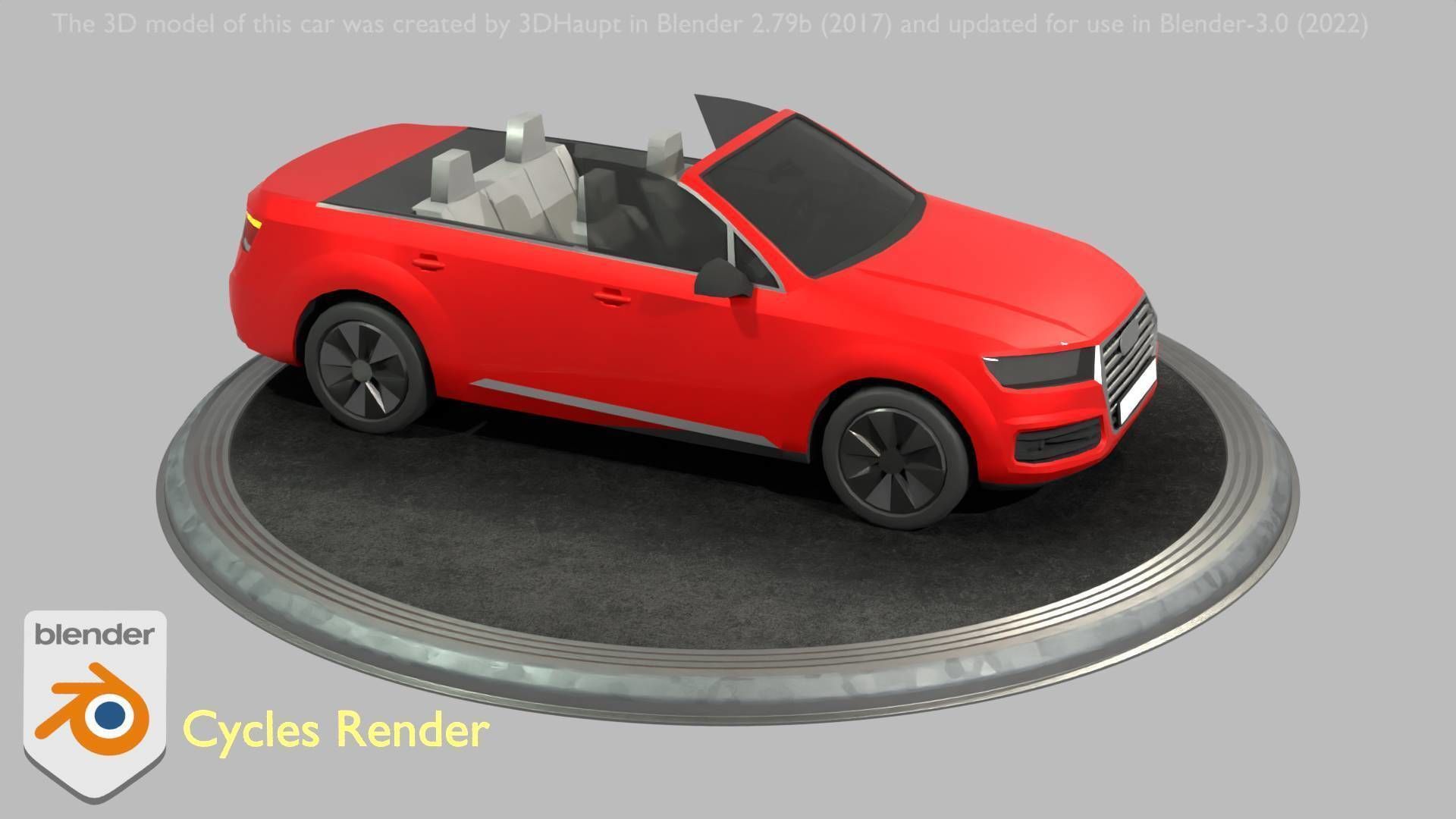City Car 32 SUV Cabrio Open Type-B Red Low-poly 3D model_47