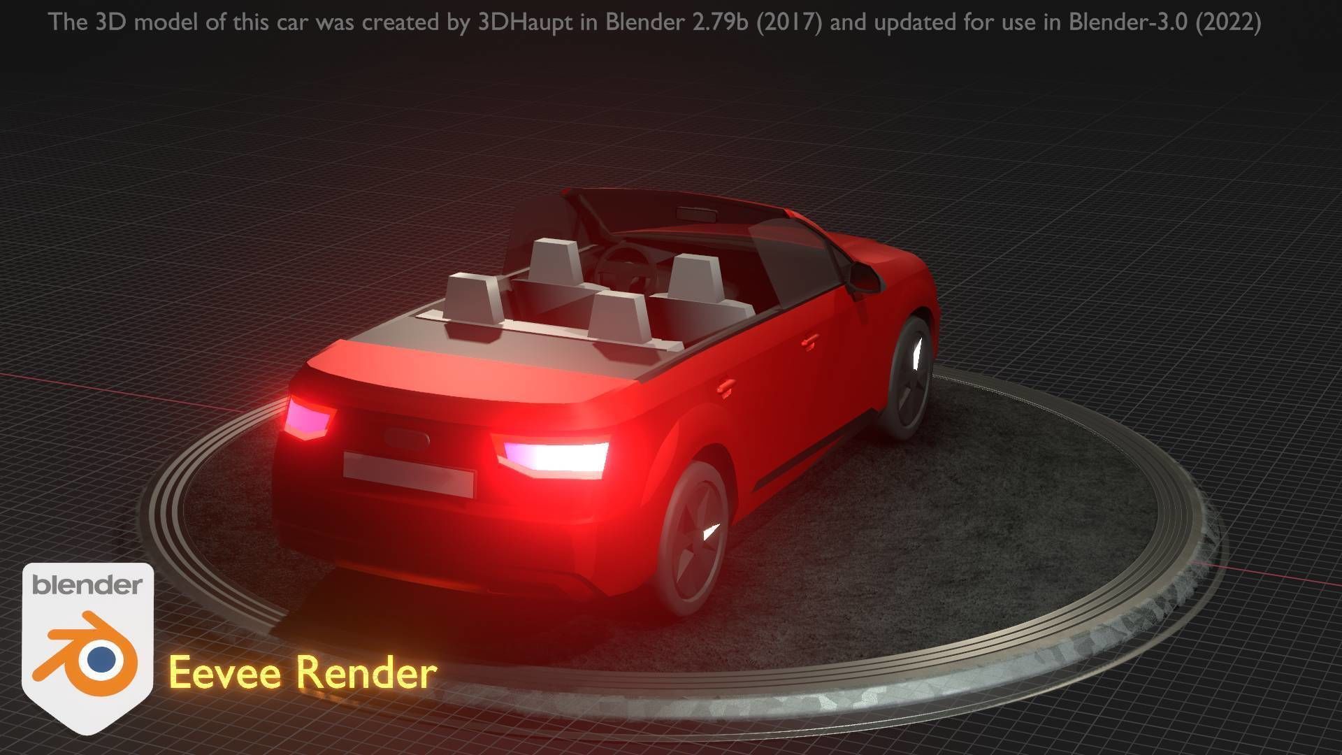 City Car 32 SUV Cabrio Open Type-B Red Low-poly 3D model_3