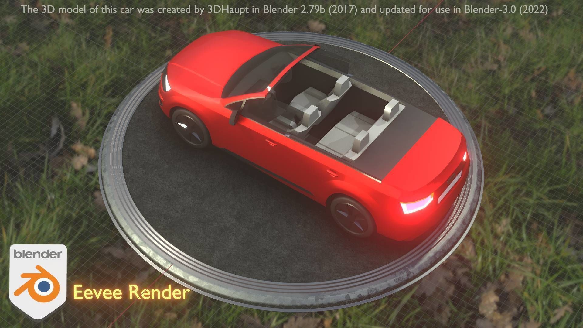 City Car 32 SUV Cabrio Open Type-B Red Low-poly 3D model_7