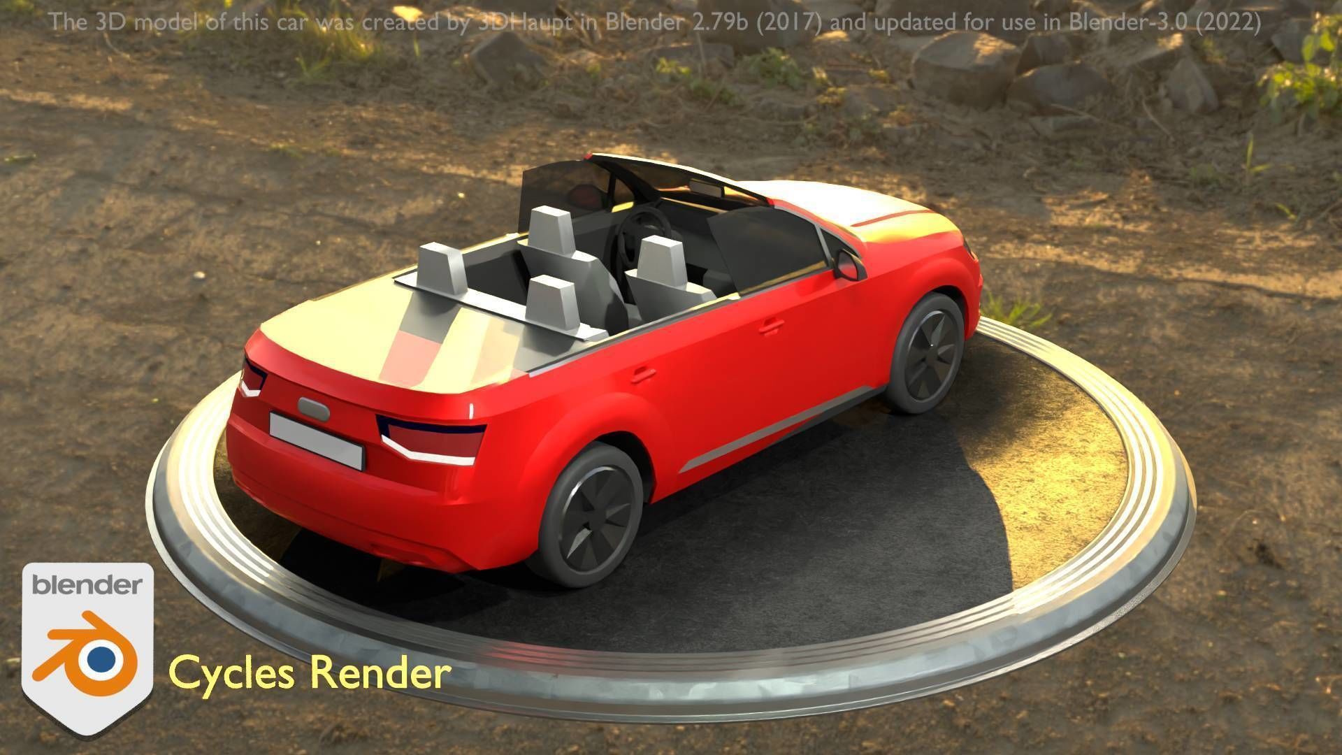 City Car 32 SUV Cabrio Open Type-B Red Low-poly 3D model_98