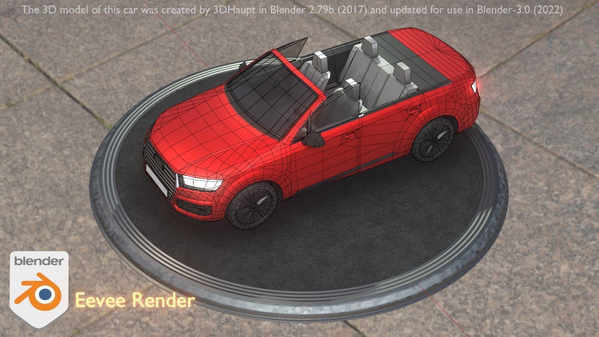 City Car 32 SUV Cabrio Open Type-B Red Low-poly 3D model_23