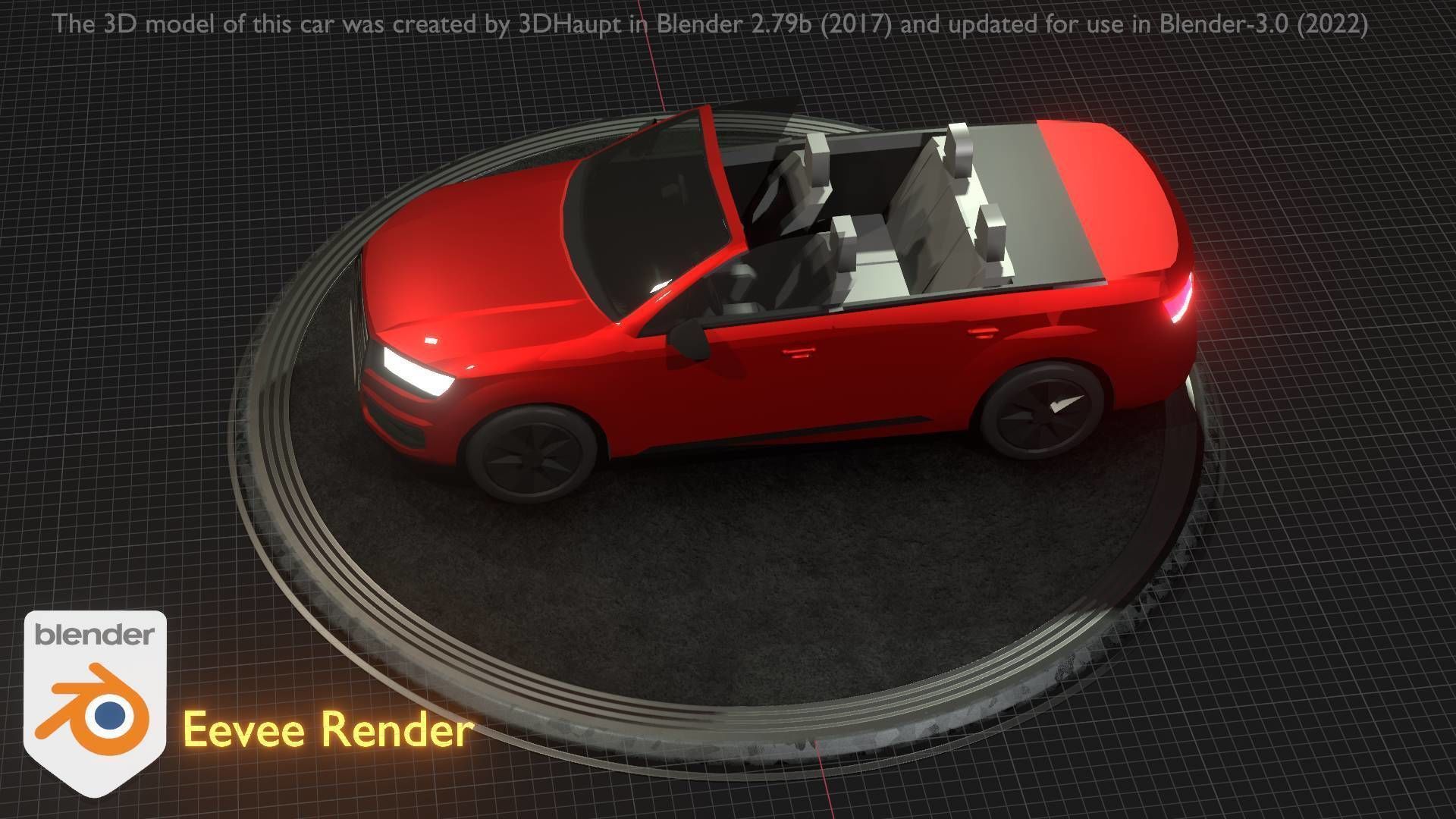 City Car 32 SUV Cabrio Open Type-B Red Low-poly 3D model_68