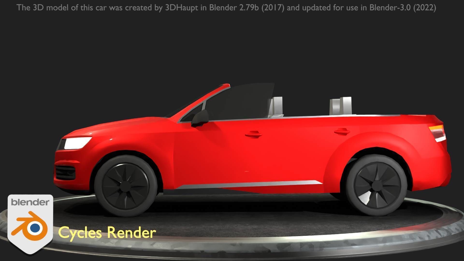 City Car 32 SUV Cabrio Open Type-B Red Low-poly 3D model_92