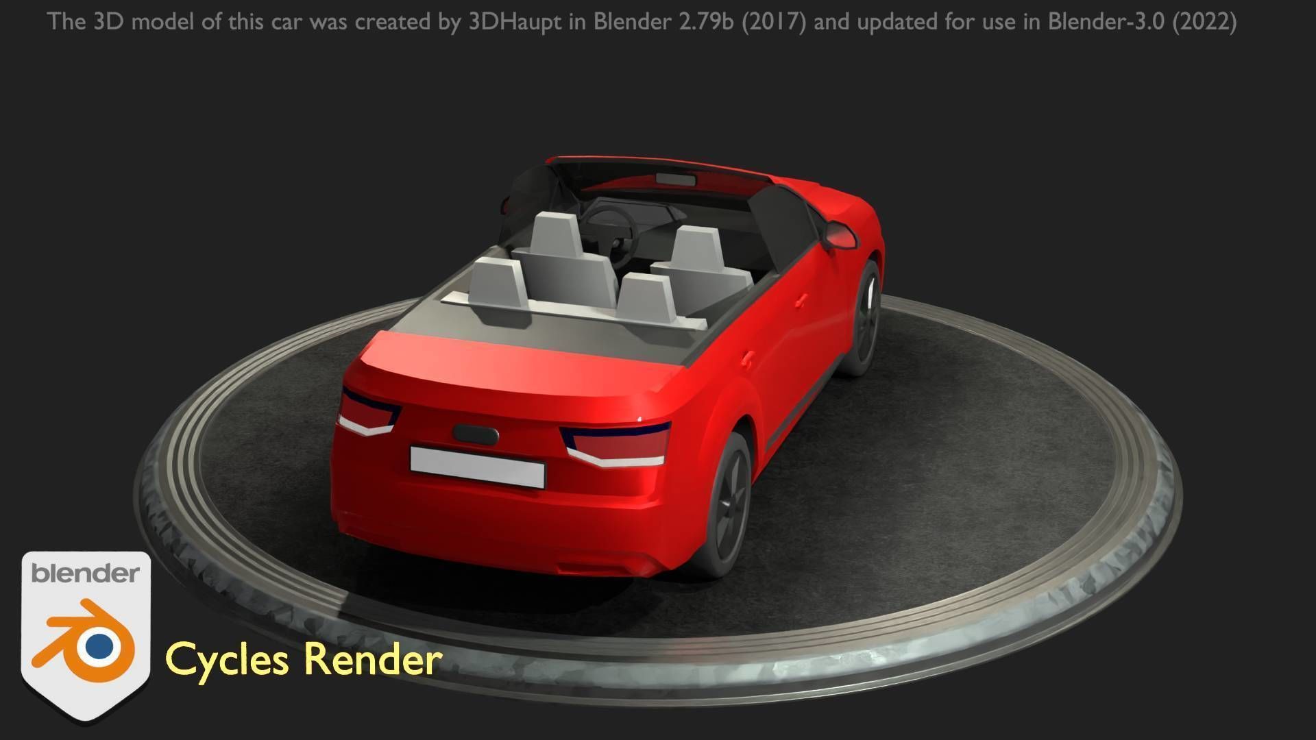 City Car 32 SUV Cabrio Open Type-B Red Low-poly 3D model_57