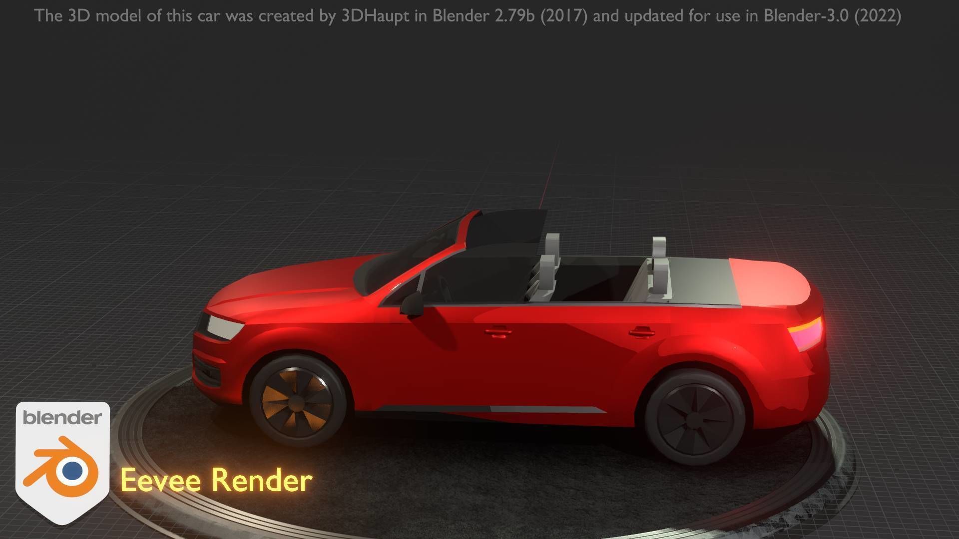 City Car 32 SUV Cabrio Open Type-B Red Low-poly 3D model_38